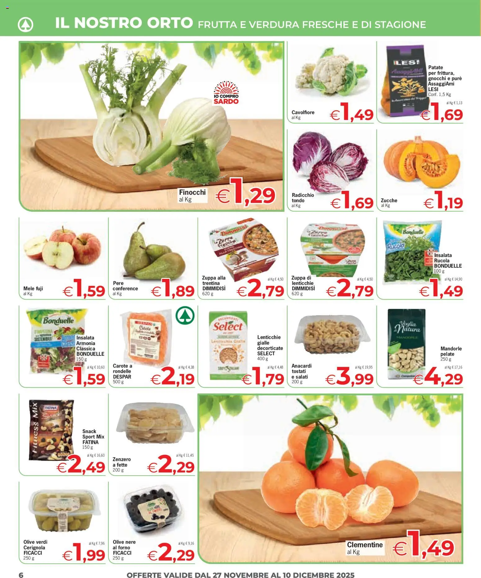 Volantino Eurospar del 27.11.2025 | Pagina: 6 | Prodotti: Rucola, Lenticchie, Frutta, Cavolfiore
