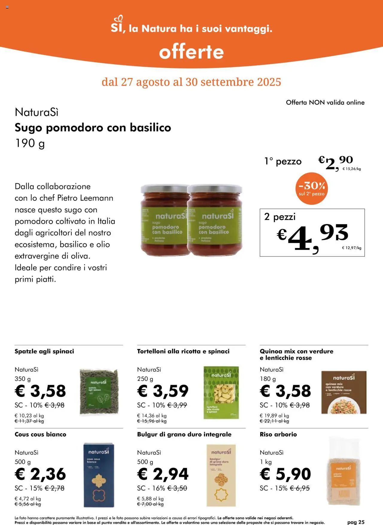 Volantino Natura Sì del 27.08.2025 | Pagina: 25 | Prodotti: Riso, Lenticchie, Ricotta, Bulgur