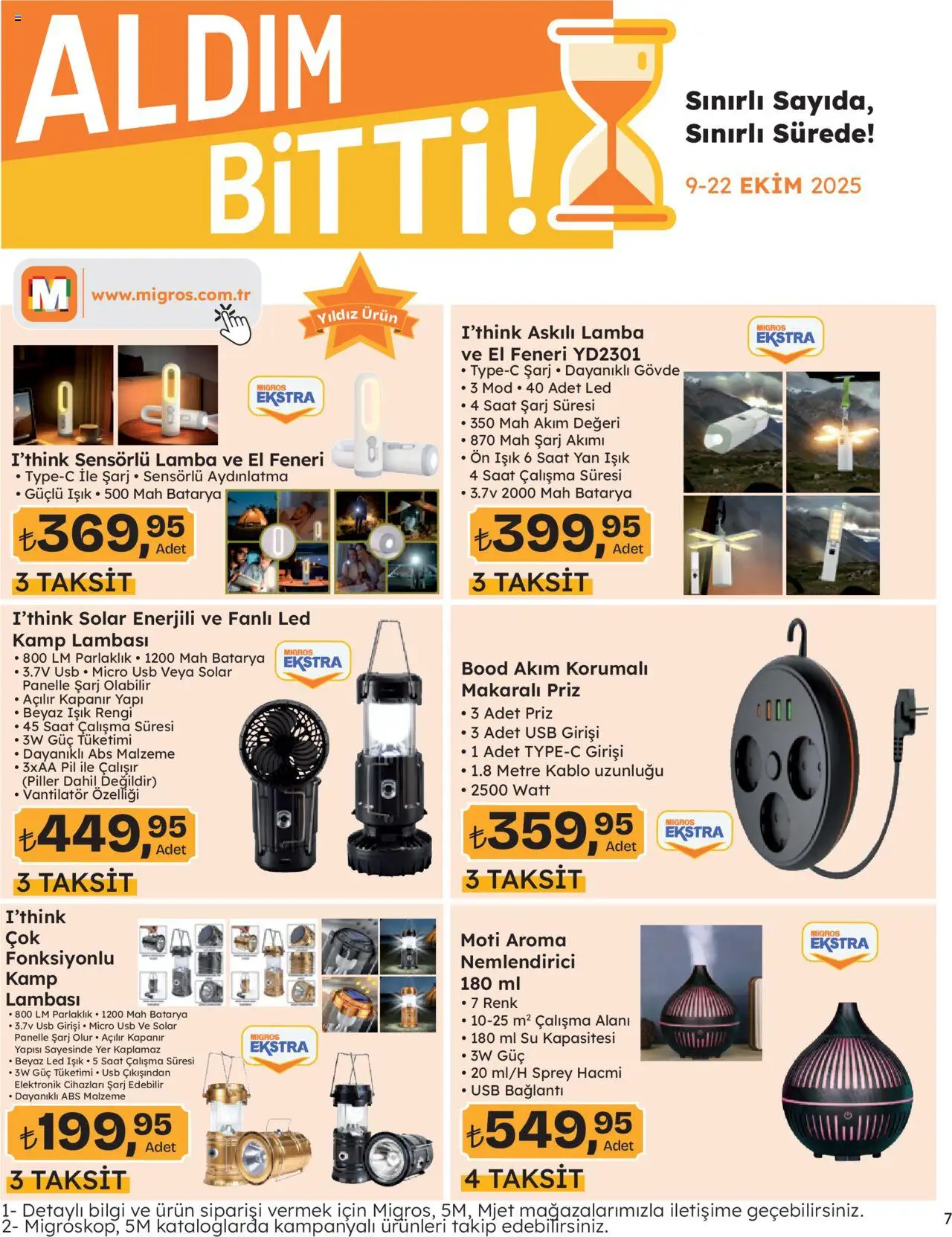 Migros Katalog - Migros Jet Dijital - 09.10.2025 tarihinden itibaren geçerlidir | Sayfa: 7 | Ürünler: Priz, Pil, Su, Kablo