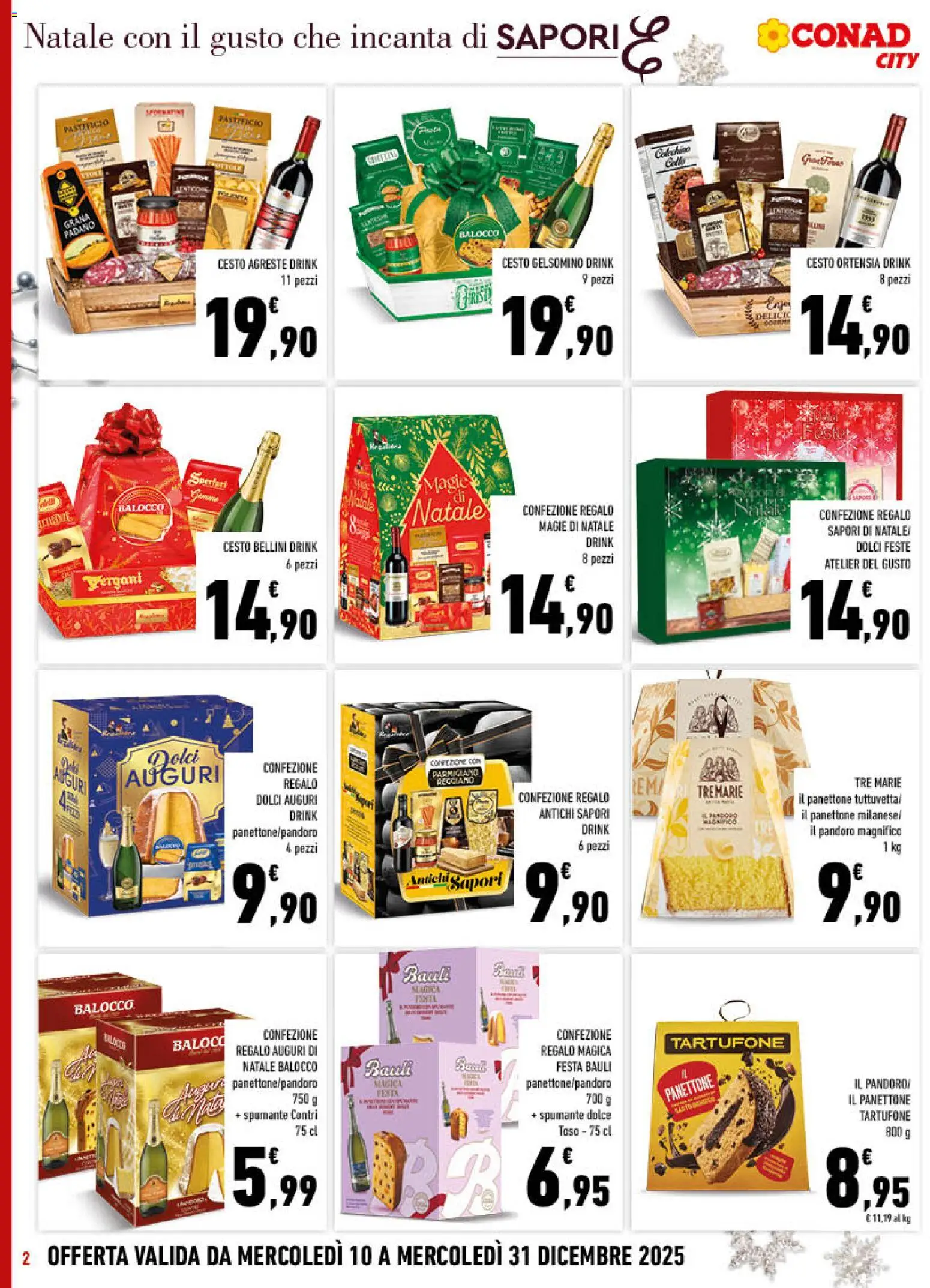 Volantino Conad del 10.12.2025 | Pagina: 2 | Prodotti: Panettone, Spumante, Grana Padano, Parmigiano