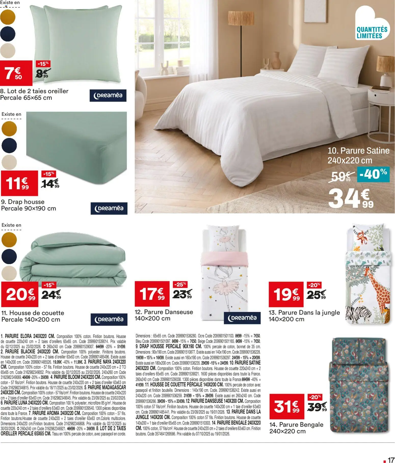 {H1} | Page: 17 | Produits: Bonnet, Taie d'oreiller, Oreiller, Couette