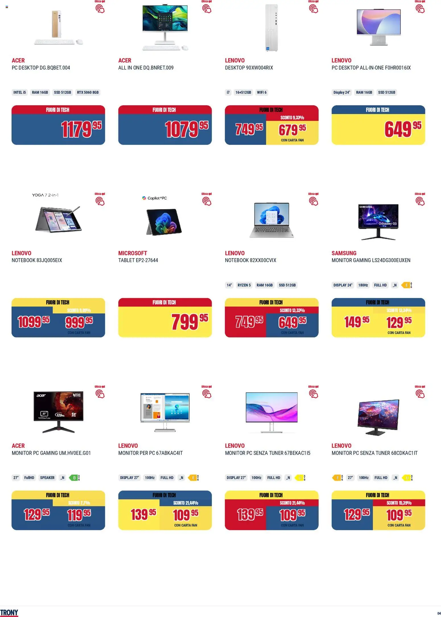 Volantino Trony del 19.02.2026 | Pagina: 4 | Prodotti: Monitor, Notebook, Tablet, Speaker