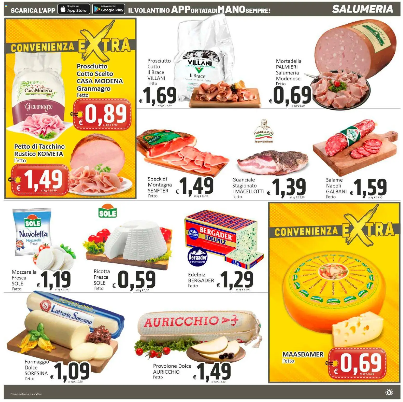 Volantino Paghi Poco del 19.01.2026 | Pagina: 5 | Prodotti: Salame, Prosciutto, Scaffale, Guanciale