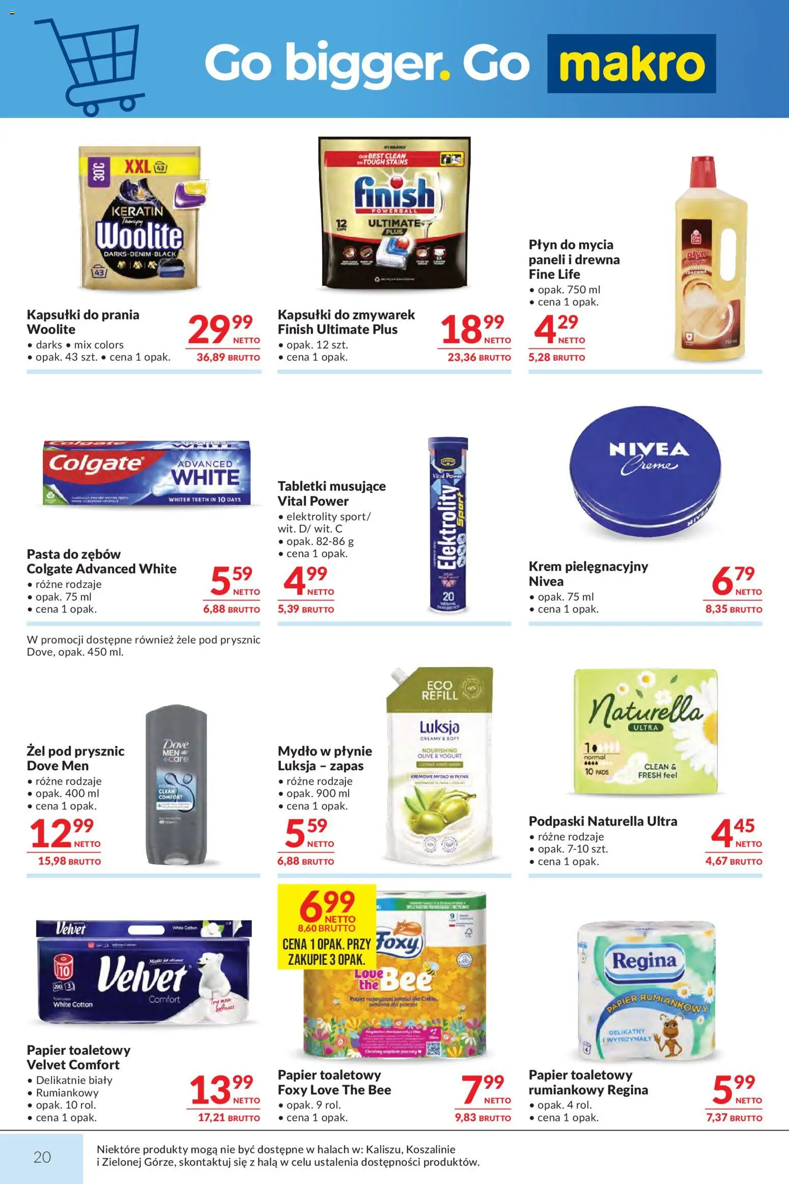 Makro gazetka od 14.04.2026 | Strona: 20 | Produkty: Podpaski, Prysznic, Krem, Finish