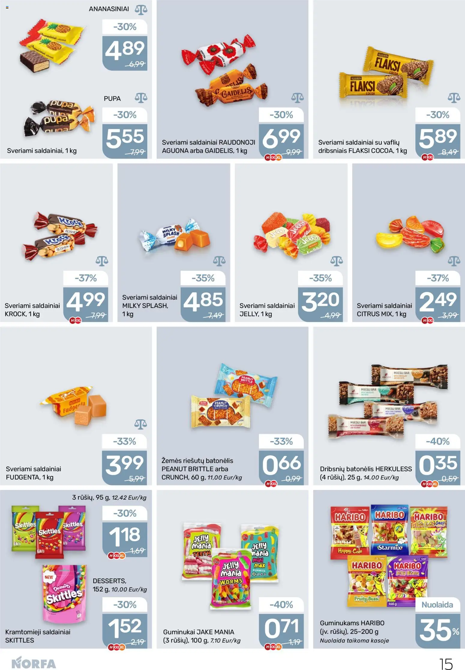 NORFA akcijos nuo 08.01.2026 | Puslapis: 15 | Prekių: Guminukai, Saldainiai