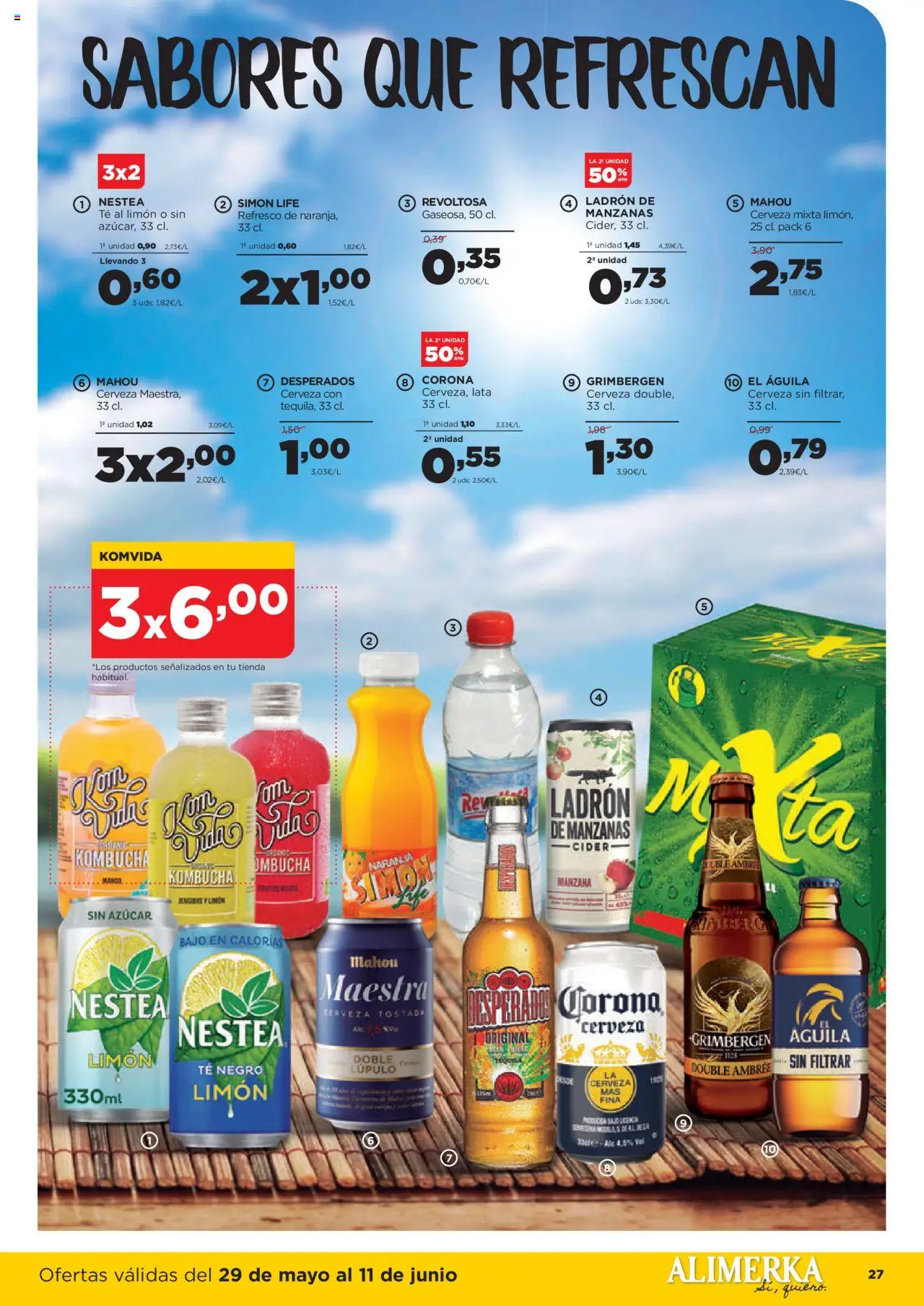 Alimerka folleto Castilla y León │ válido desde el 29.05.2025 | Página: 27 | Productos: Cerveza, Manzanas, Manzana, Té