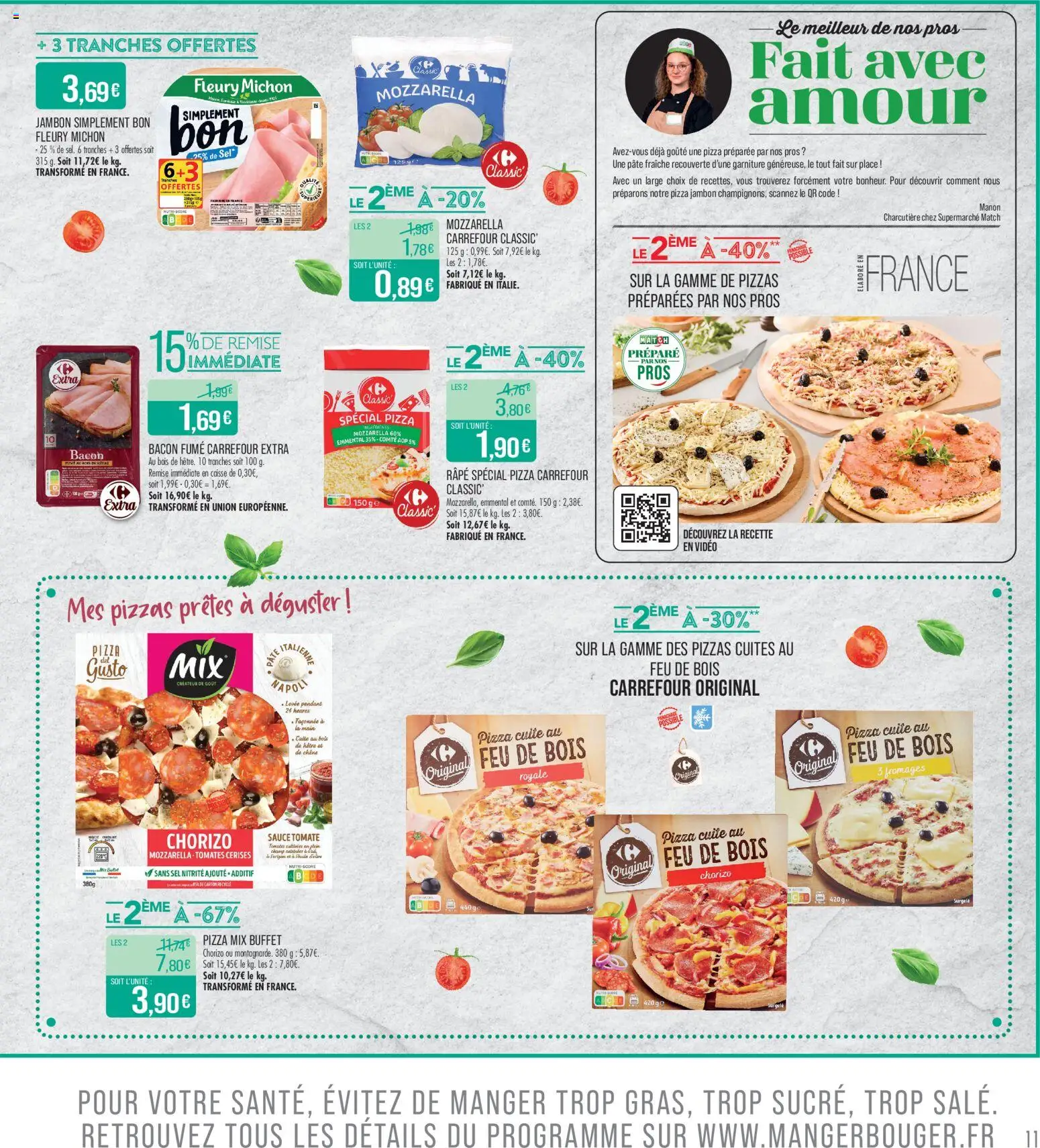 {H1} | Page: 11 | Produits: Emmental, Mozzarella, Buffet, Pizza