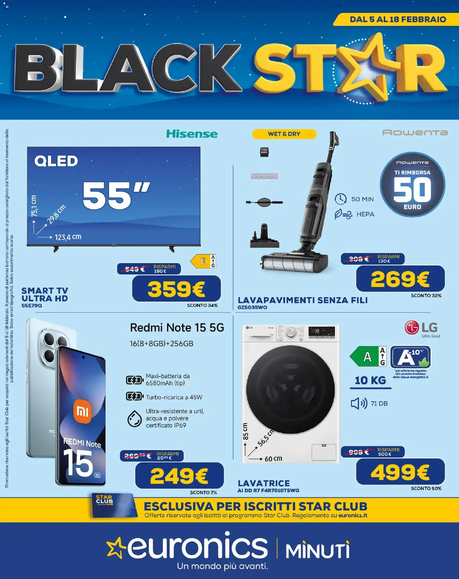 Volantino Euronics del 05.02.2026 | Pagina: 1 | Prodotti: smart TV, Acqua, Lavatrice, TV