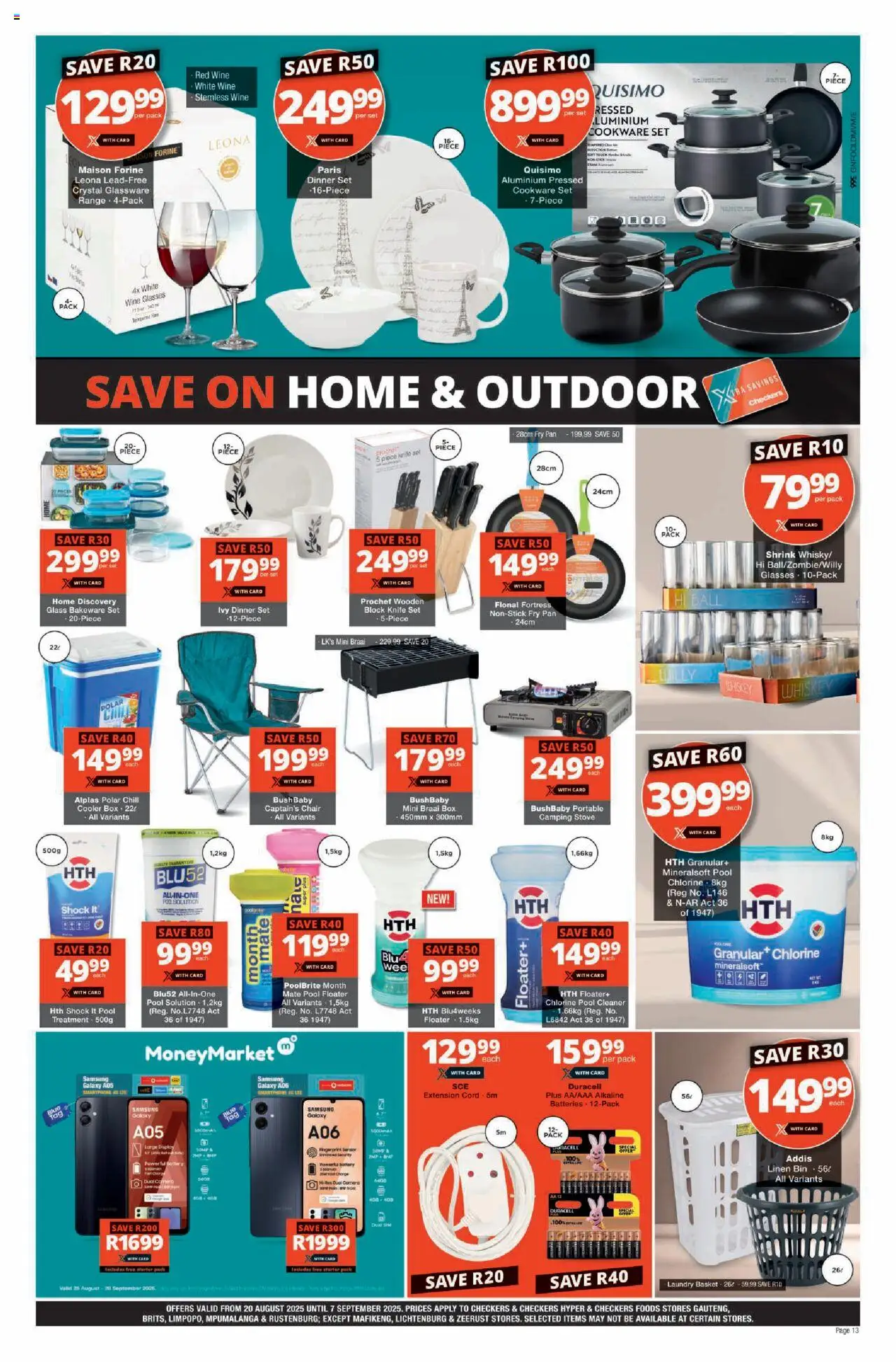 Checkers Gauteng - August Month-End Promotion │ valid from 20.08.2025 | Page: 13 | Products: Stove, Chair, Cooler, Cookware