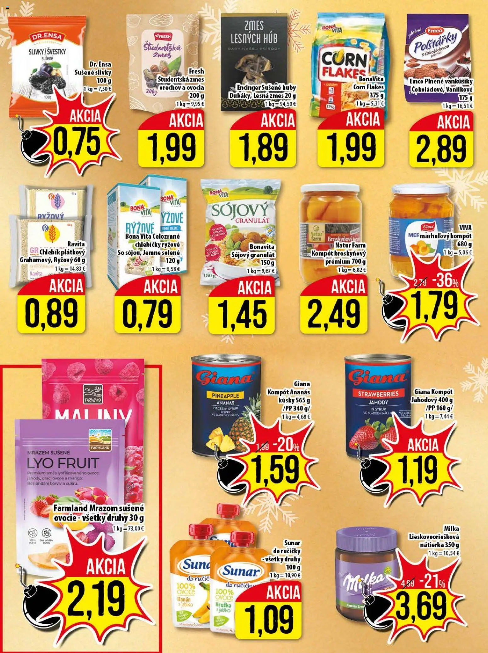 Nové Klas akcie – leták je platný od 08.12.2025 | Strana: 15 | Produkty: Sunar, Ananás, Slivky, Ovocie