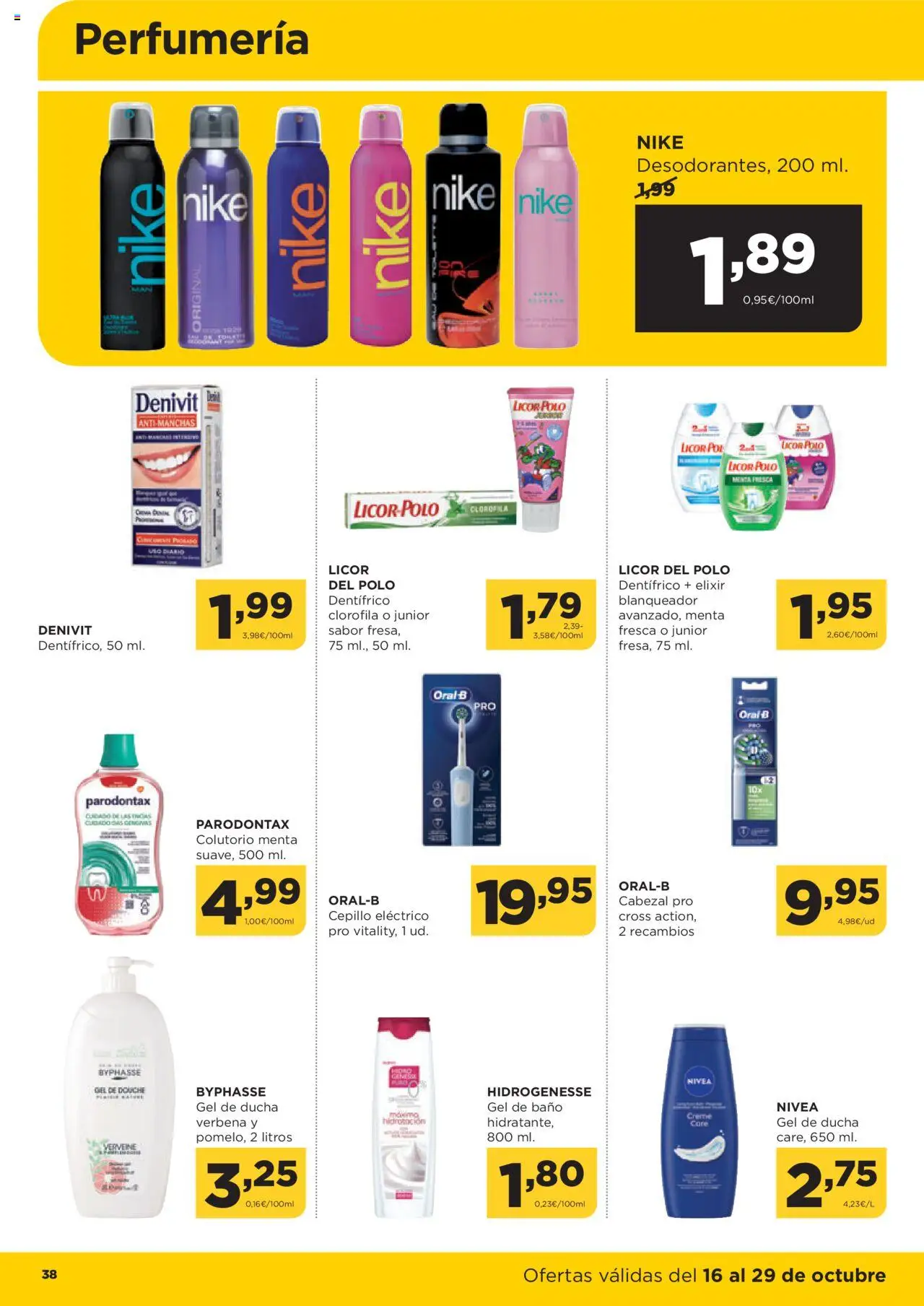 Alimerka folleto Asturias │ válido desde el 16.10.2025 | Página: 38 | Productos: Cepillo, Licor, Gel de baño, Baño