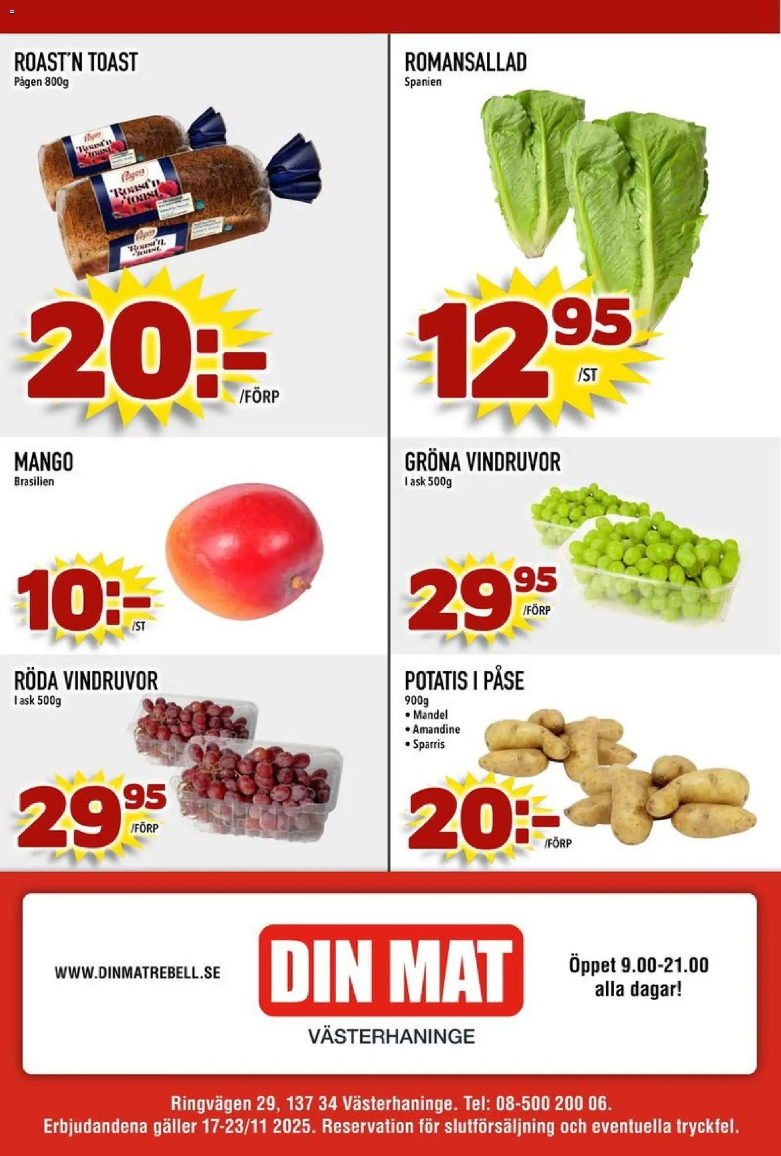 Din Mat reklamblad aktuell från 17.11.2025 | Sida: 8 | Produkter: Vindruvor, Galler, Sparris, Mango
