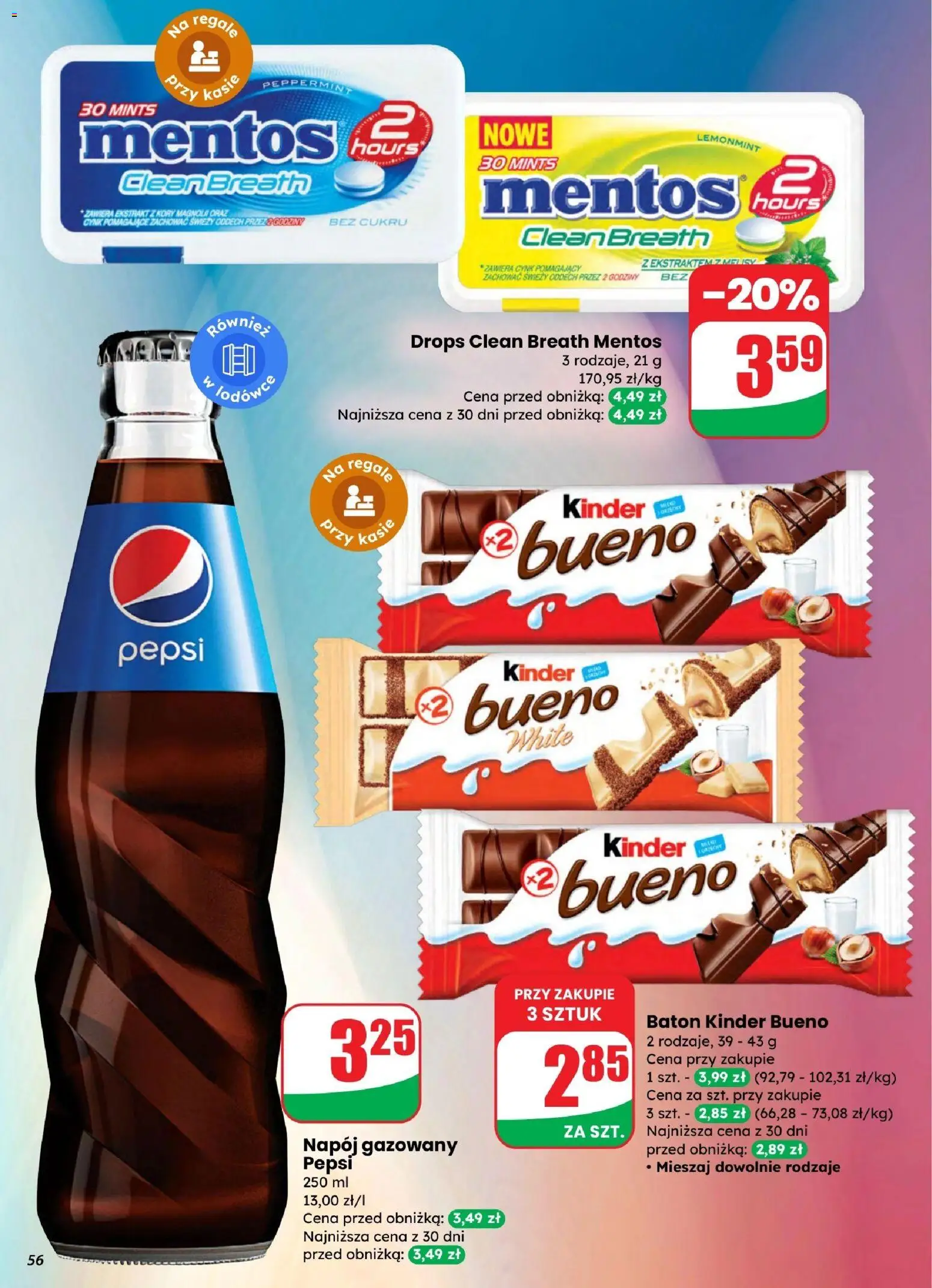 Dino gazetka od 25.03.2026 | Strona: 56 | Produkty: Pepsi, Kinder Bueno, Baton