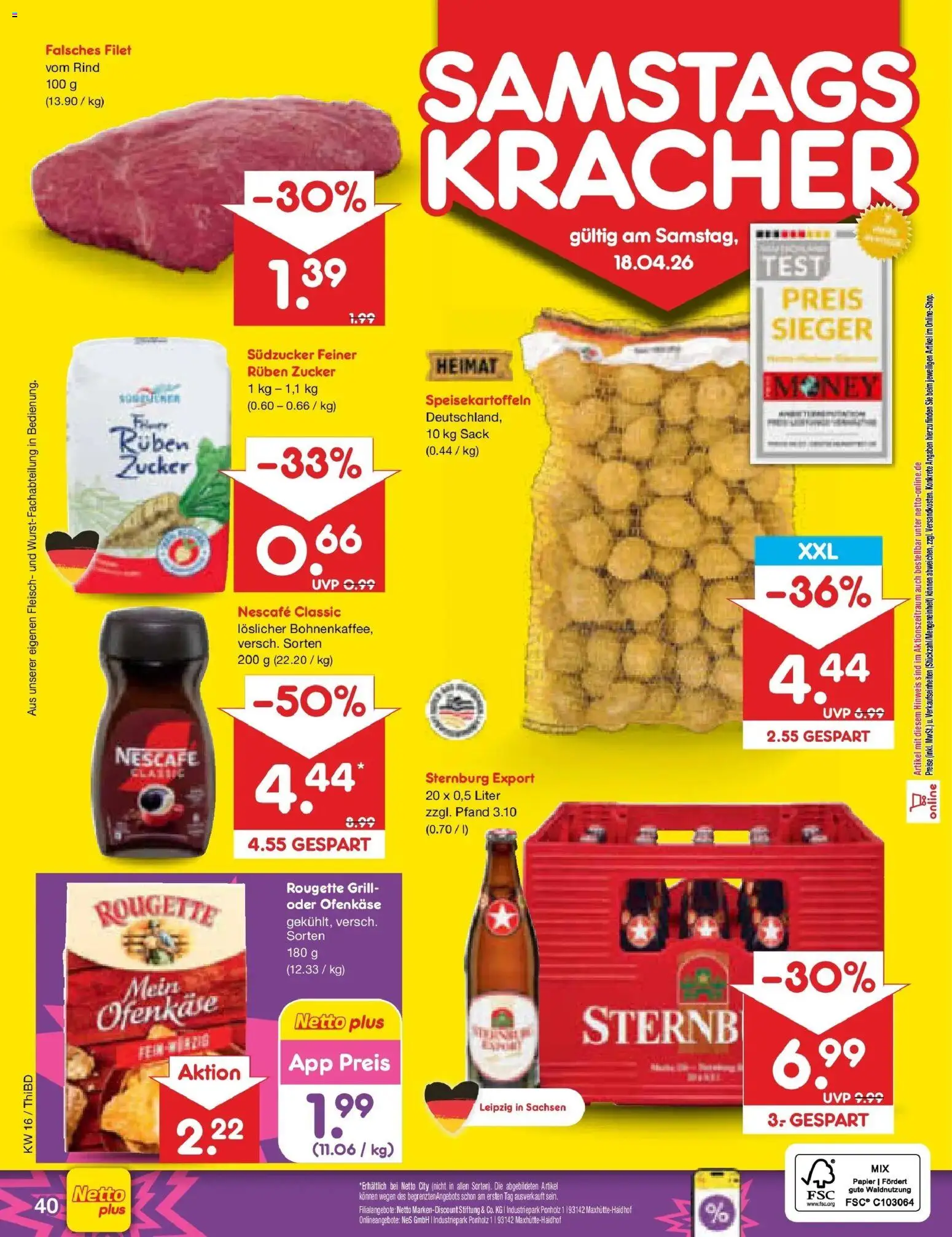 Netto Marken-Discount Prospekt Thiendorf	 – gültig ab 13.04.2026 | Seite: 62 | Produkte: Grill, Nescafe, Zucker, Fleisch