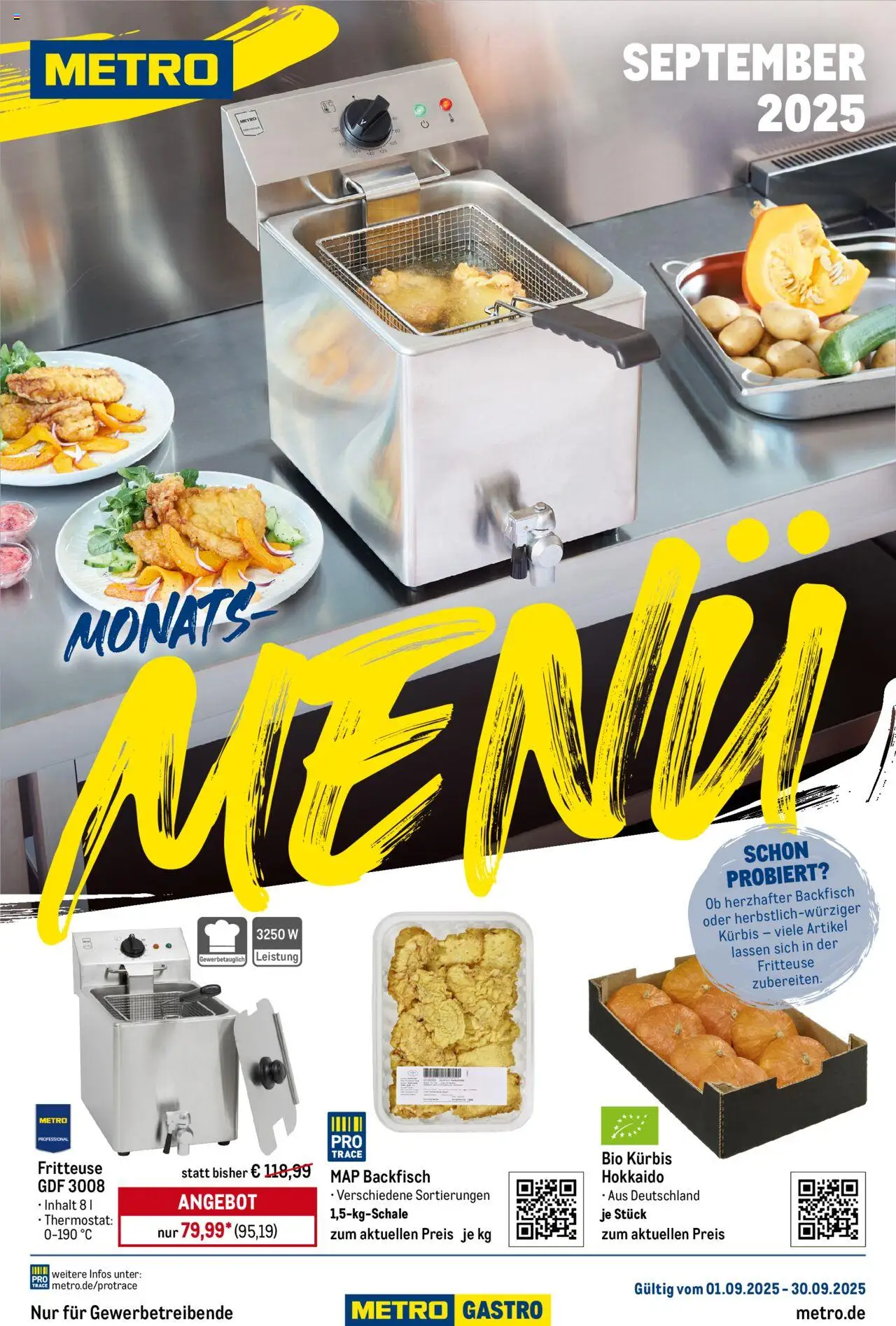 Metro Monats-Menü - gültig ab dem 01.09.2025 | Seite: 1 | Produkte: Kürbis, Fritteuse