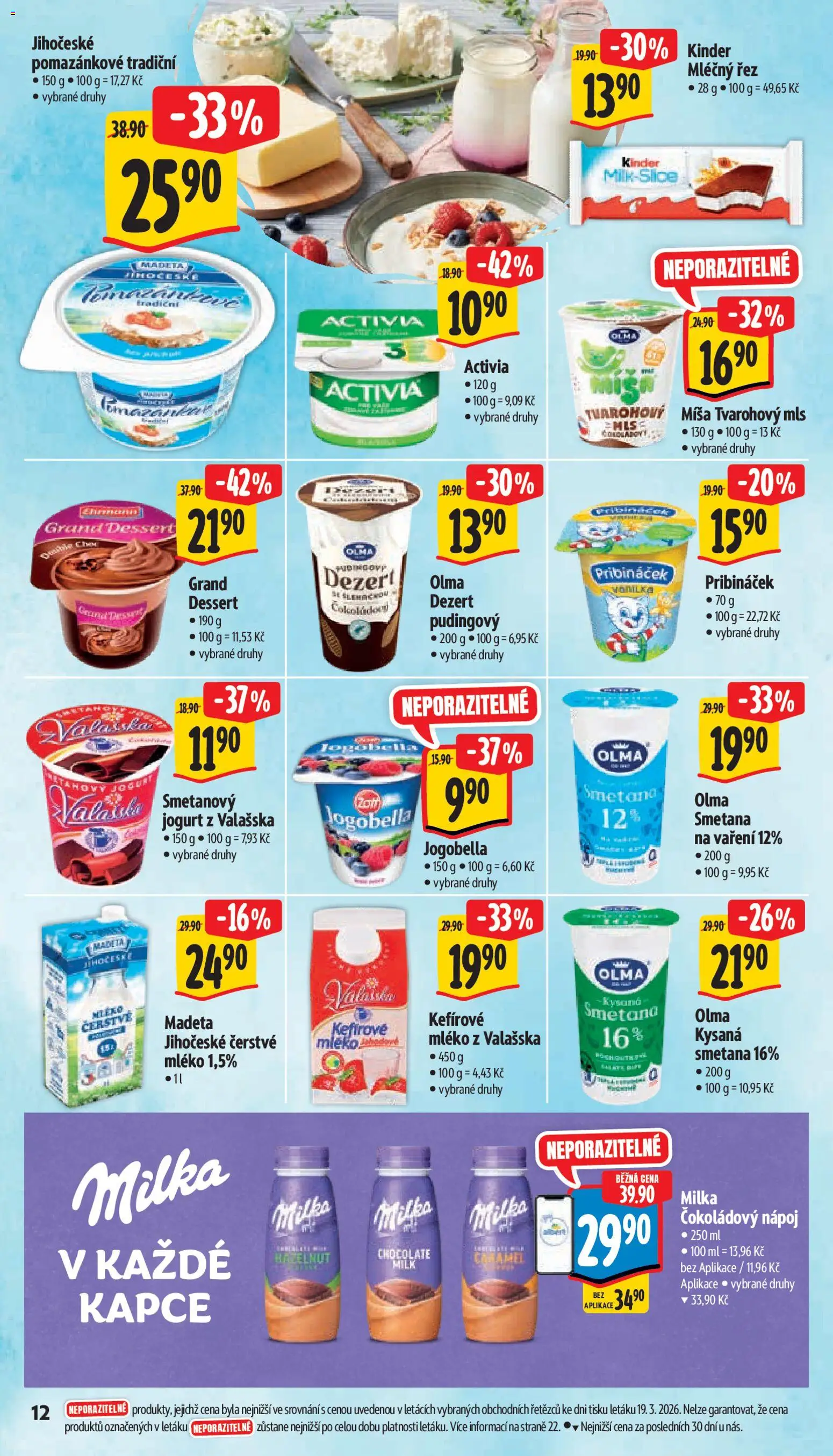 Albert leták - Supermarket od 25.03.2026 | Strana: 22 | Produkty: Jogurt, Pribináček, Jogobella, Kinder