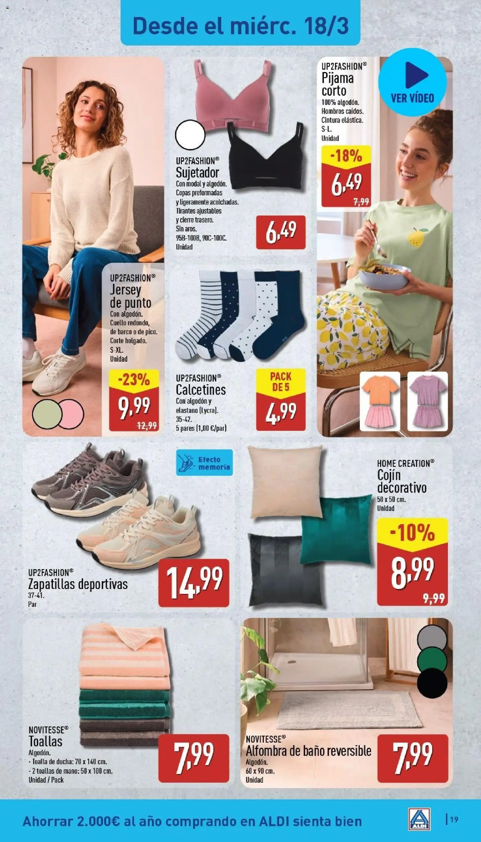 Aldi folleto Canarias │ válido desde el 16.03.2026 | Página: 19 | Productos: Zapatillas deportivas, Video, Ducha, Alfombra