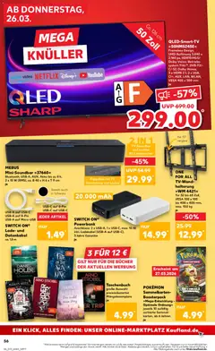 QLED-Smart-TV »50HM5245E«, Frameless Design, UHD-Auflösung 3.840 x 2.160 px, HDR10/HLG/Dolby Vision, Betriebssystem TiVo™, DVB-T2/-C/-S2, Dolby Atmos, 3 x HDMI 2.1, 2 x USB, CI+, AUX, LAN, WLAN, VESA 400 x 300 mm ab 26.03.2026 gültig | Seite: 56 | Produkte: USB, Smart TV, Soundbar, Powerbank