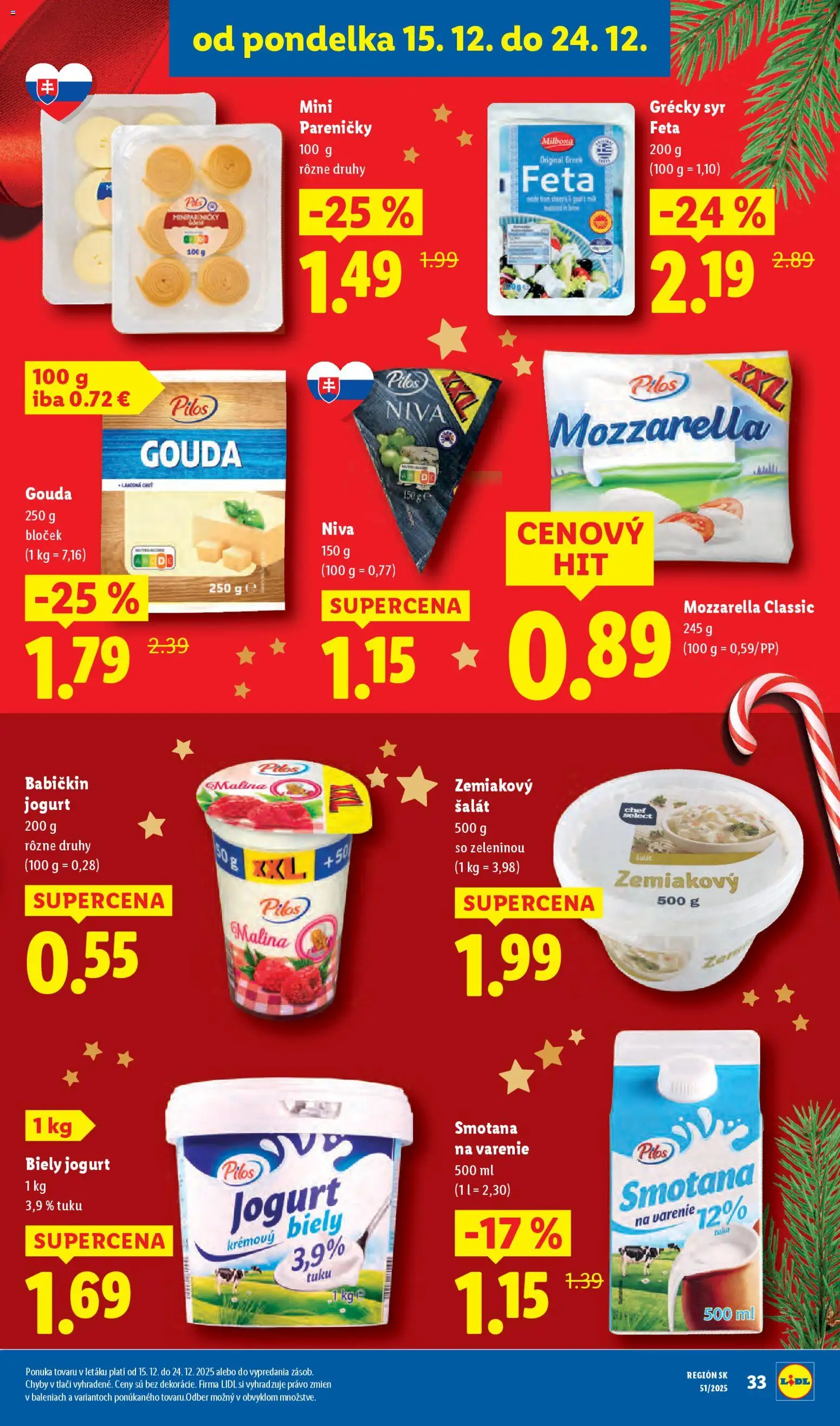Nové Lidl akcie – leták je platný od 18.12.2025 | Strana: 73 | Produkty: Smotana, Gouda, Feta, Šalát