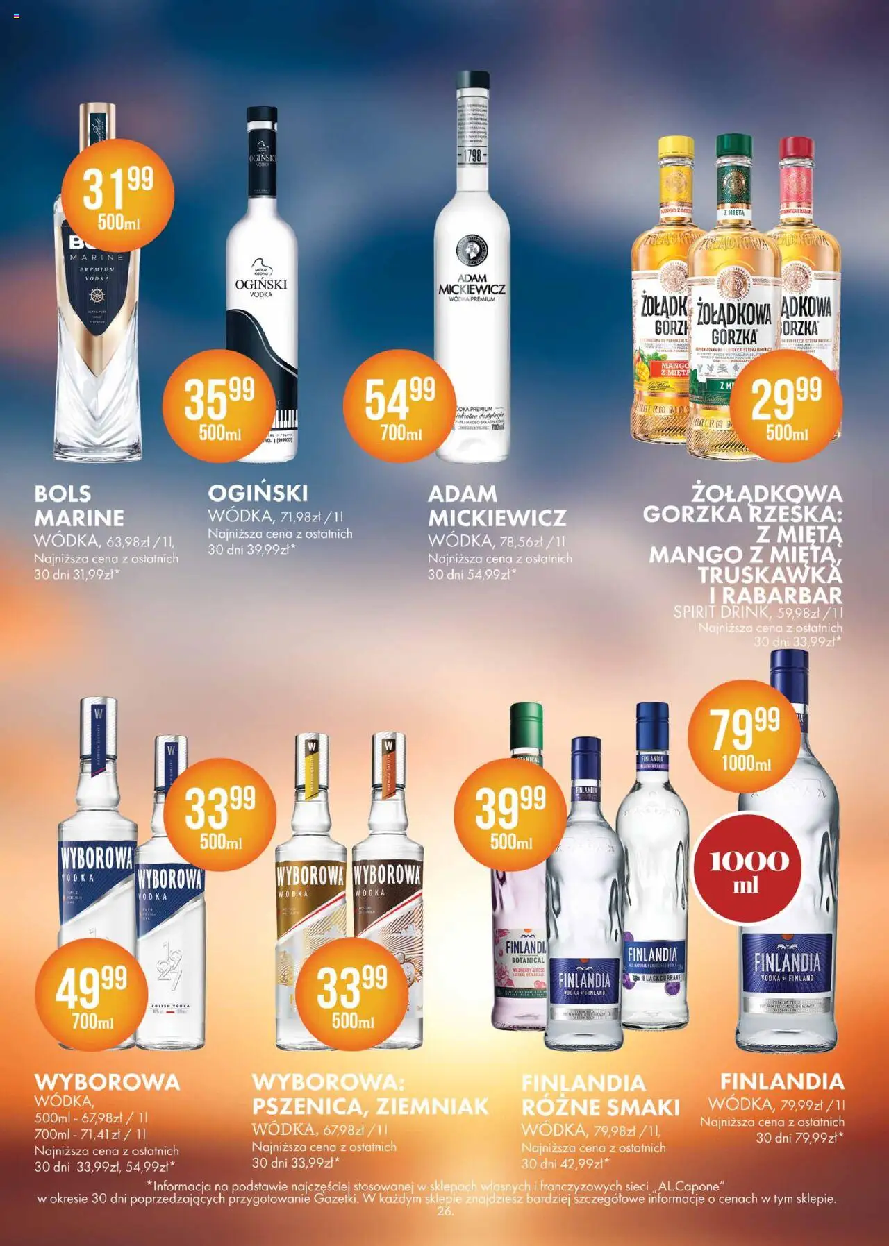 Al.Capone Gazetka od 08.09.2025 | Strona: 26 | Produkty: Ogiński, Mięta, Vodka, Wódka