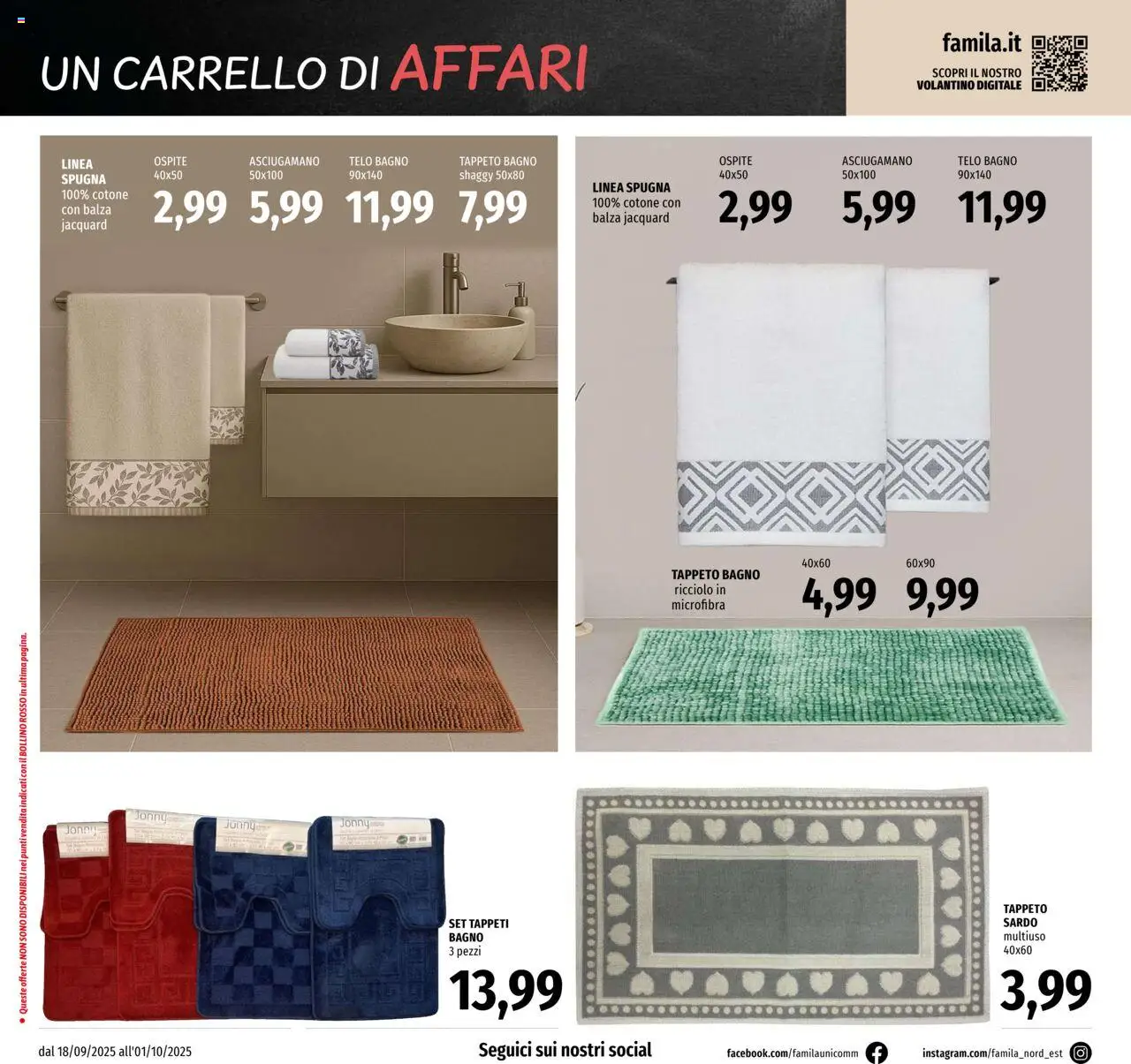 Volantino Famila del 18.09.2025 | Pagina: 24 | Prodotti: Spugna, Carrello, Asciugamano, Tappeto