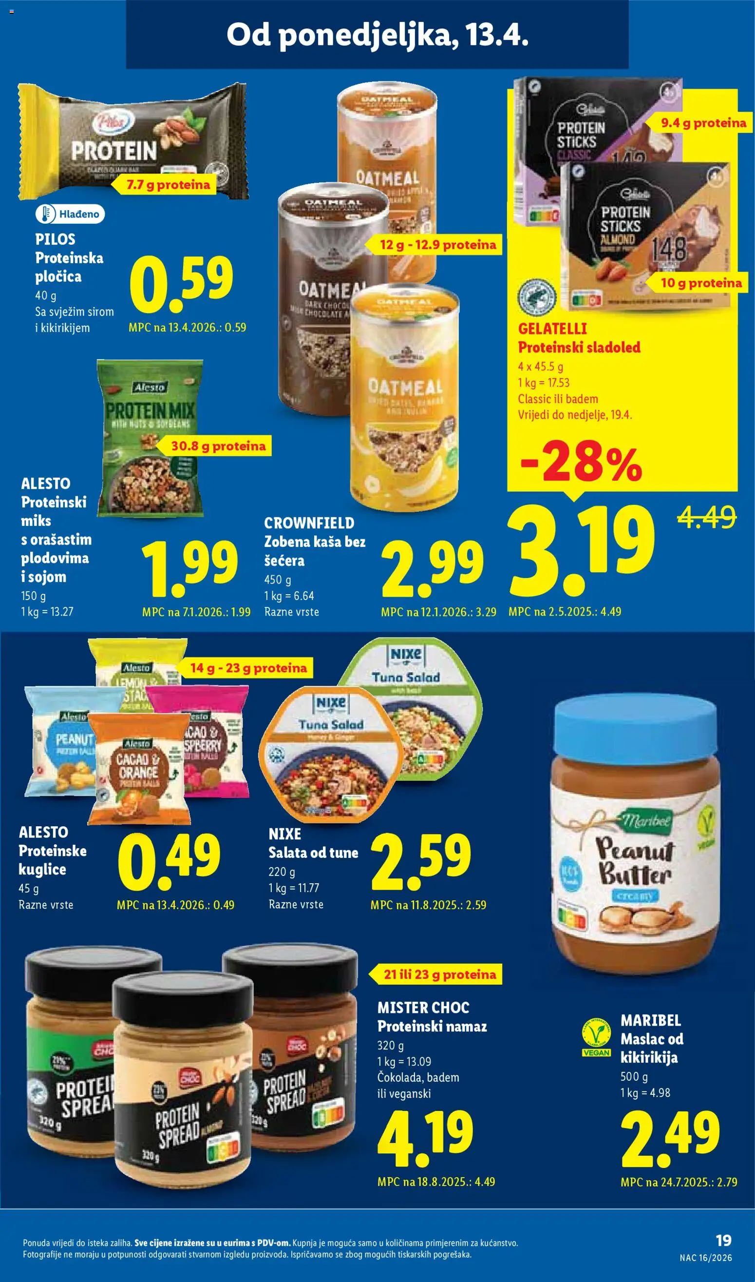 Lidl katalog | vrijedi od 13.04.2026 | Stranica: 19 | Proizvodi: Maslac, Maslac od kikirikija, Sladoled, Namaz