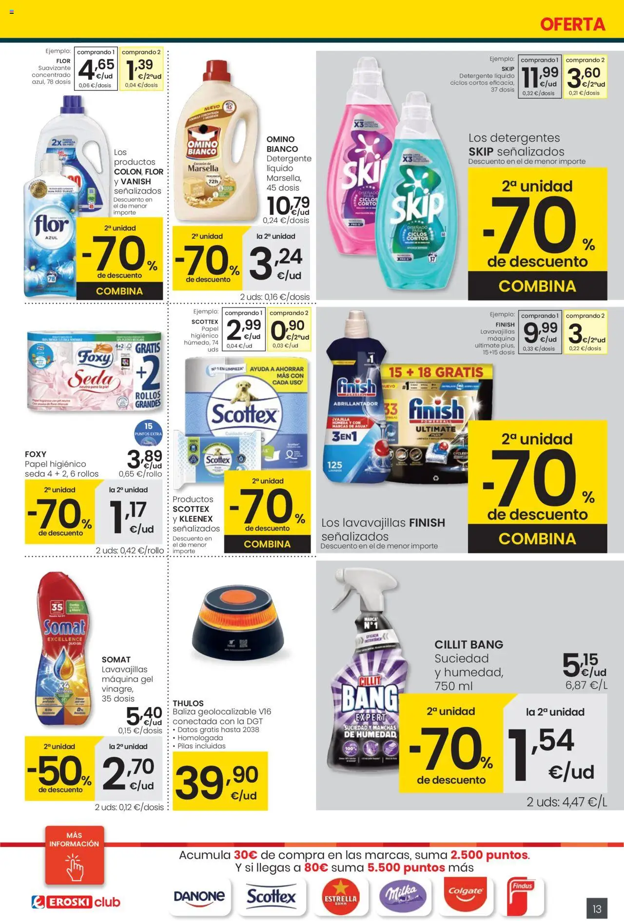 Eroski - Precio más bajo City │ válido desde el 02.10.2025 | Página: 13 | Productos: Detergente, Papel higienico, Suavizante, Lavavajillas
