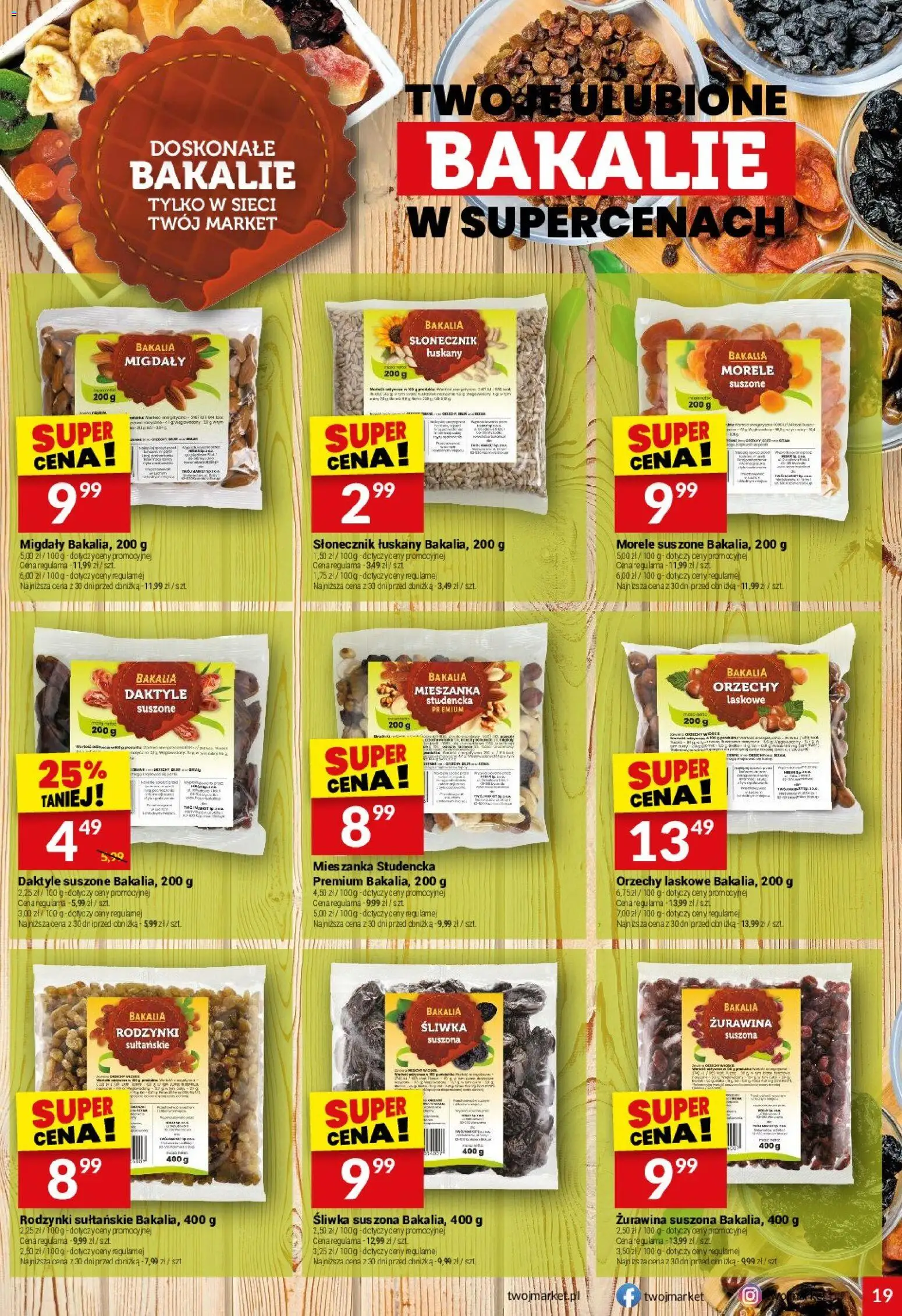 Twój Market gazetka od 15.04.2026 | Strona: 19 | Produkty: Żurawina, Słonecznik, Orzechy laskowe, Słonecznik łuskany