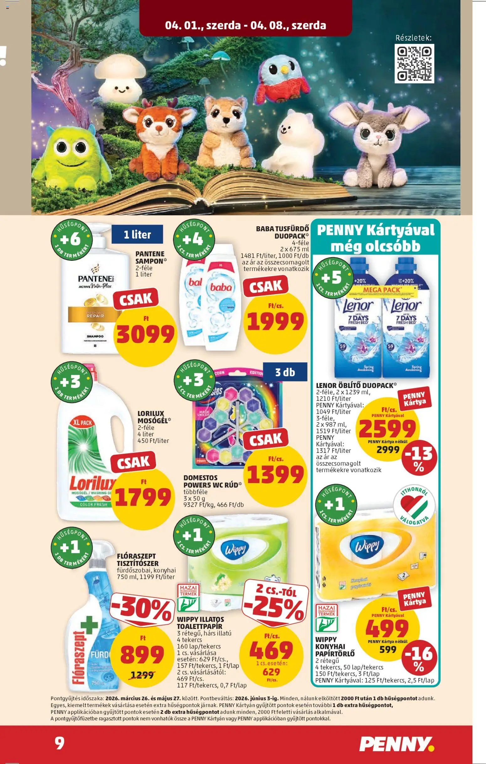 PENNY akciós ujság - amely érvényes a következő dátumtól: 01.04.2026 | Oldal: 13 | Termékek: Papírtörlő, Mosógél, Öblítő, WC