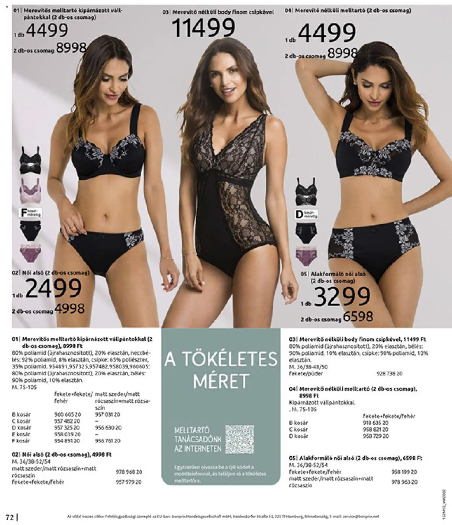 Bonprix akciós ujság - amely érvényes a következő dátumtól: 24.11.2025 | Oldal: 74 | Termékek: Női alsó, Body, Kosár, Melltartó