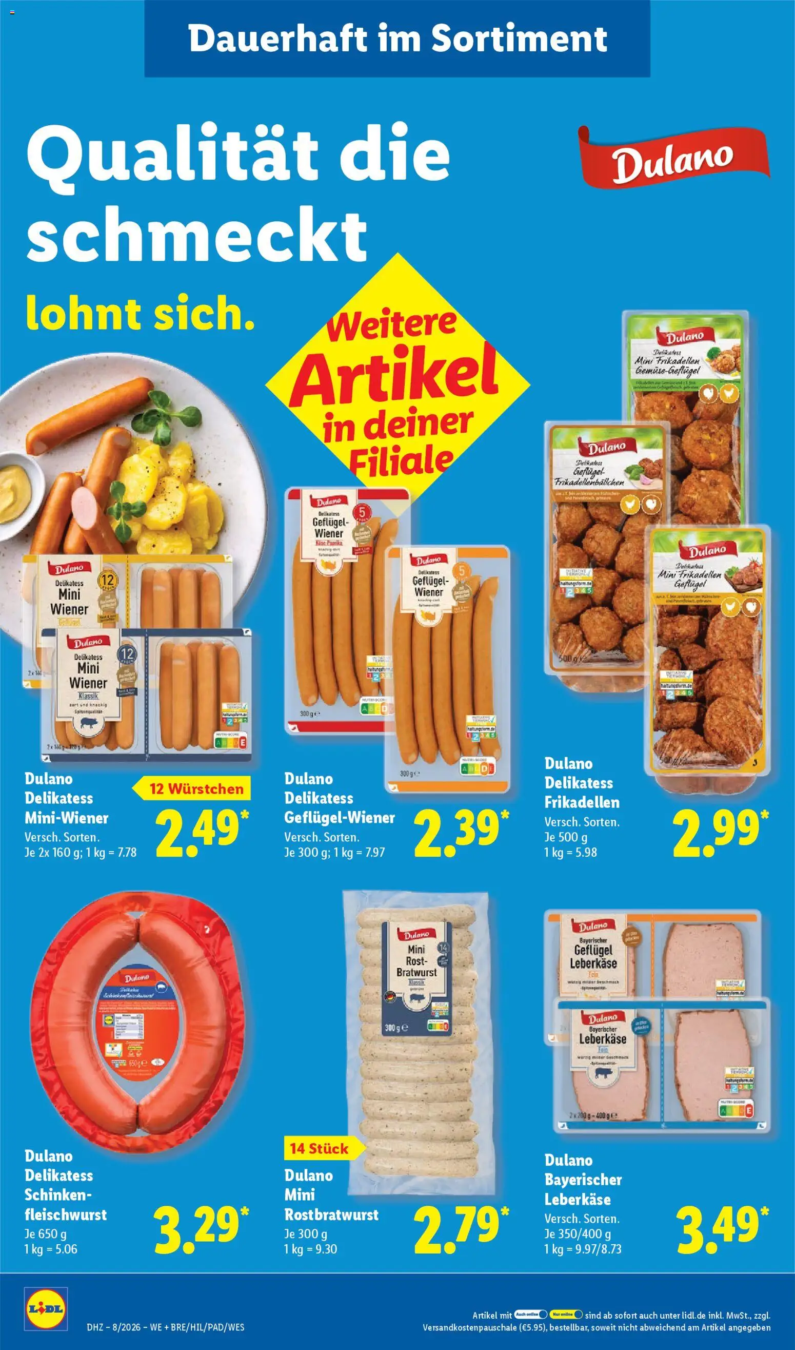 Lidl Prospekt Hilders – gültig ab 16.02.2026 | Seite: 20 | Produkte: Bratwurst, Schinken, Leberkase