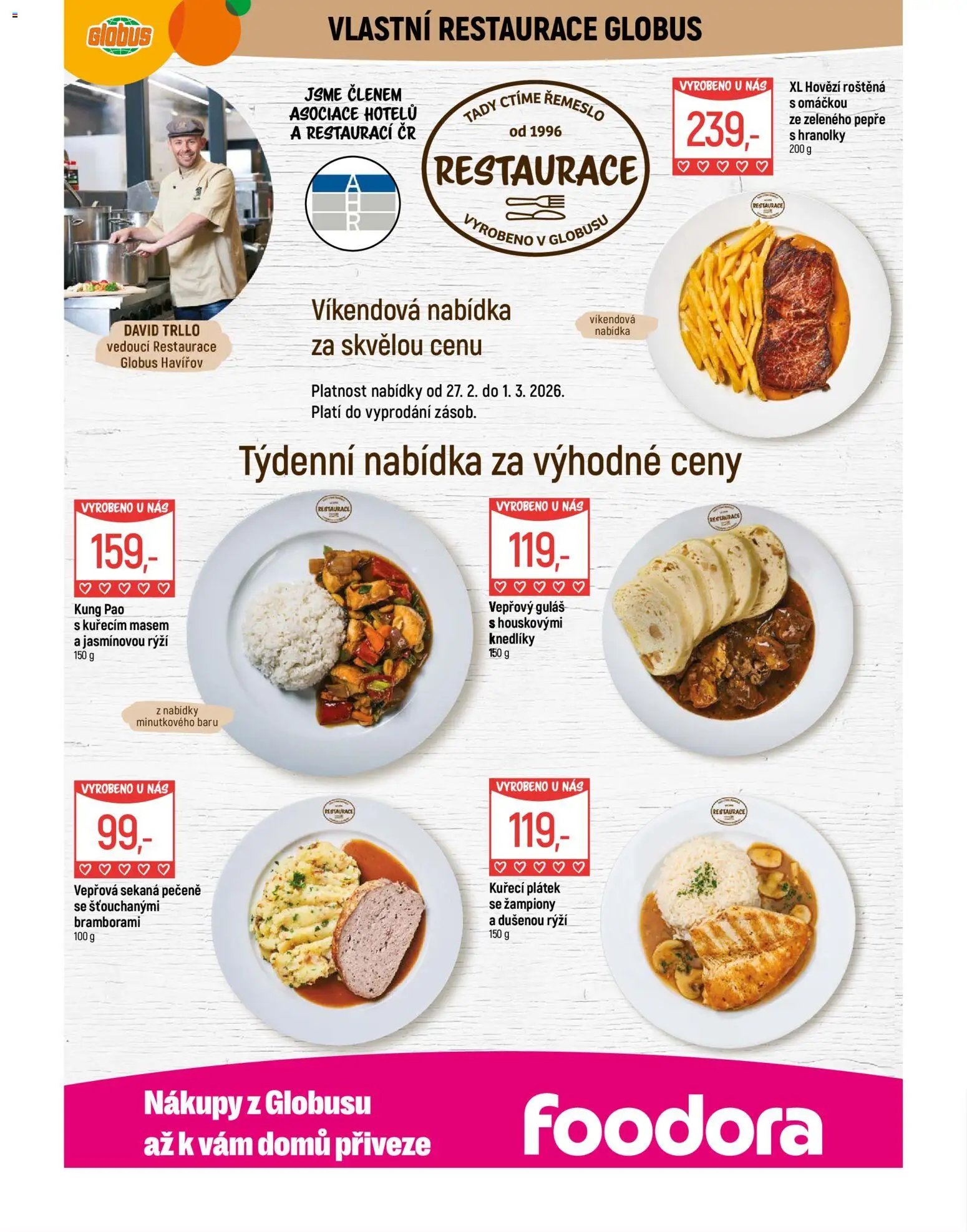 Globus leták - Havířov od 25.02.2026 | Strana: 8 | Produkty: Žampiony, Hovězí, Hranolky, Sekaná