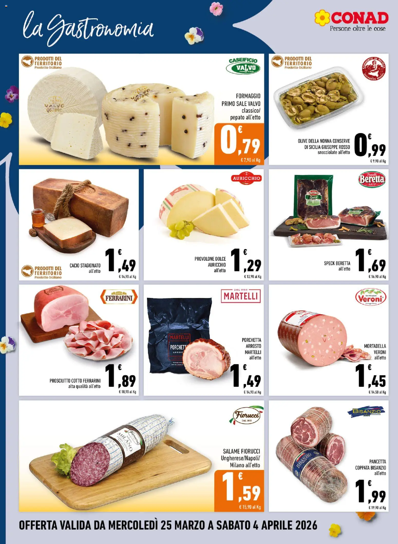 Volantino Conad del 25.03.2026 | Pagina: 8 | Prodotti: Provolone, Porchetta, Sale, Mortadella