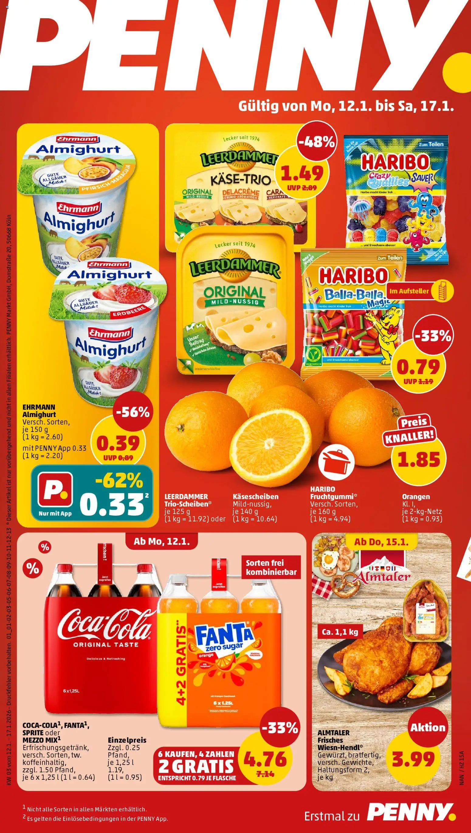 Penny Prospekt 	 – gültig ab 12.01.2026 | Seite: 1 | Produkte: Haribo, Milch, Orangen, Leerdammer