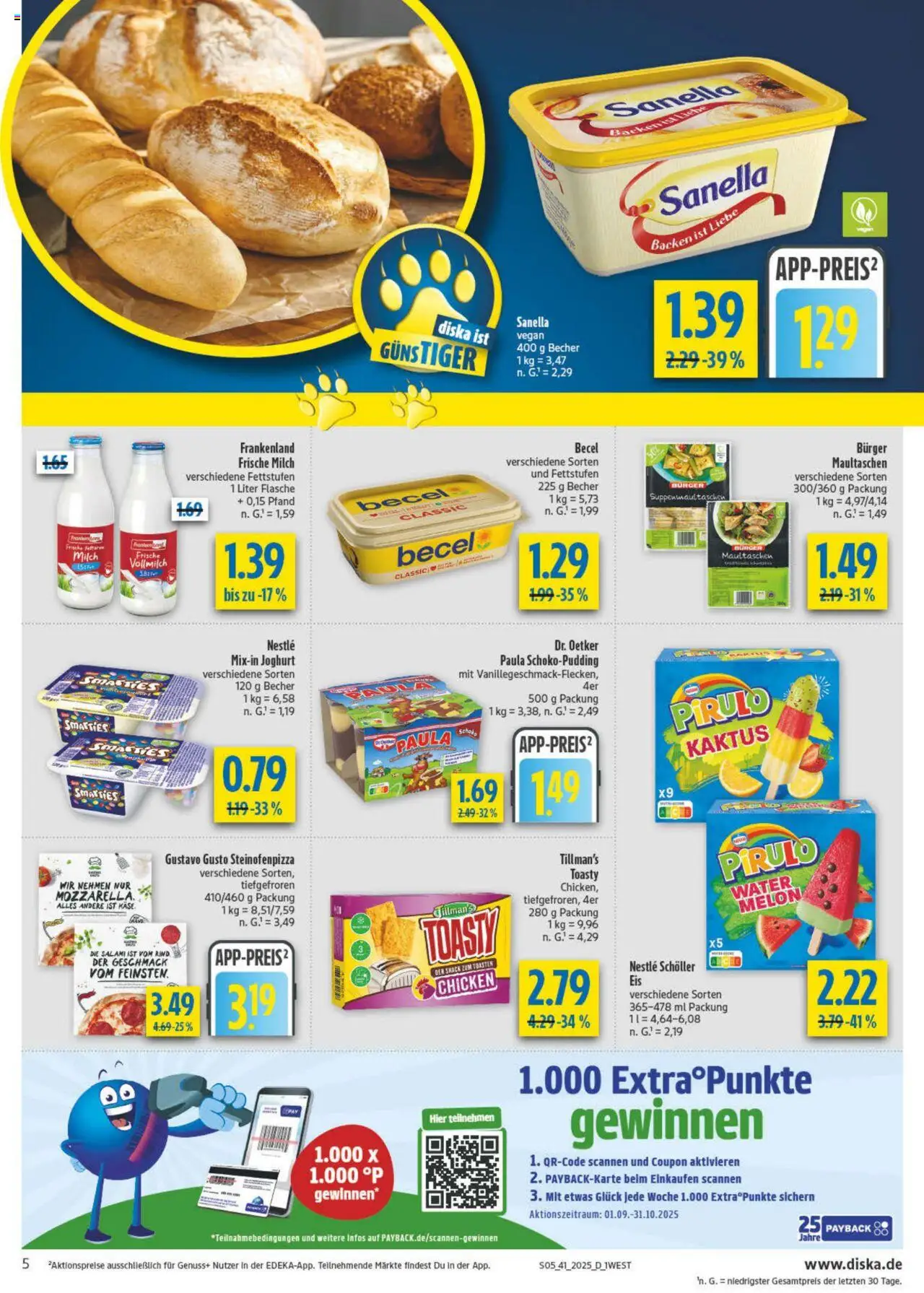 Diska - diska Angebote Bayern KW41 – gültig ab 06.10.2025 | Seite: 5 | Produkte: Joghurt, Becel, Smarties, Maultaschen