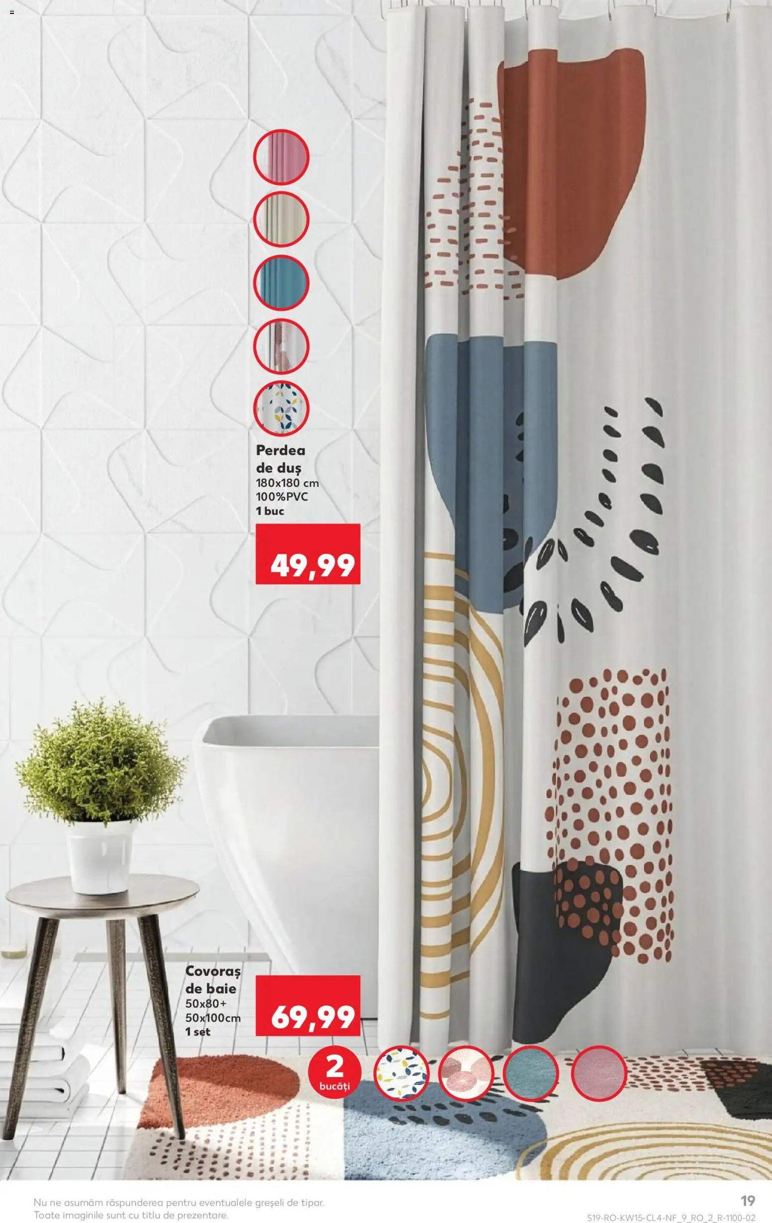 Noul catalog Kaufland – valabil de la 08.04.2026 | Pagină: 19 | Produse: Duș, Perdea, Covoraș de baie