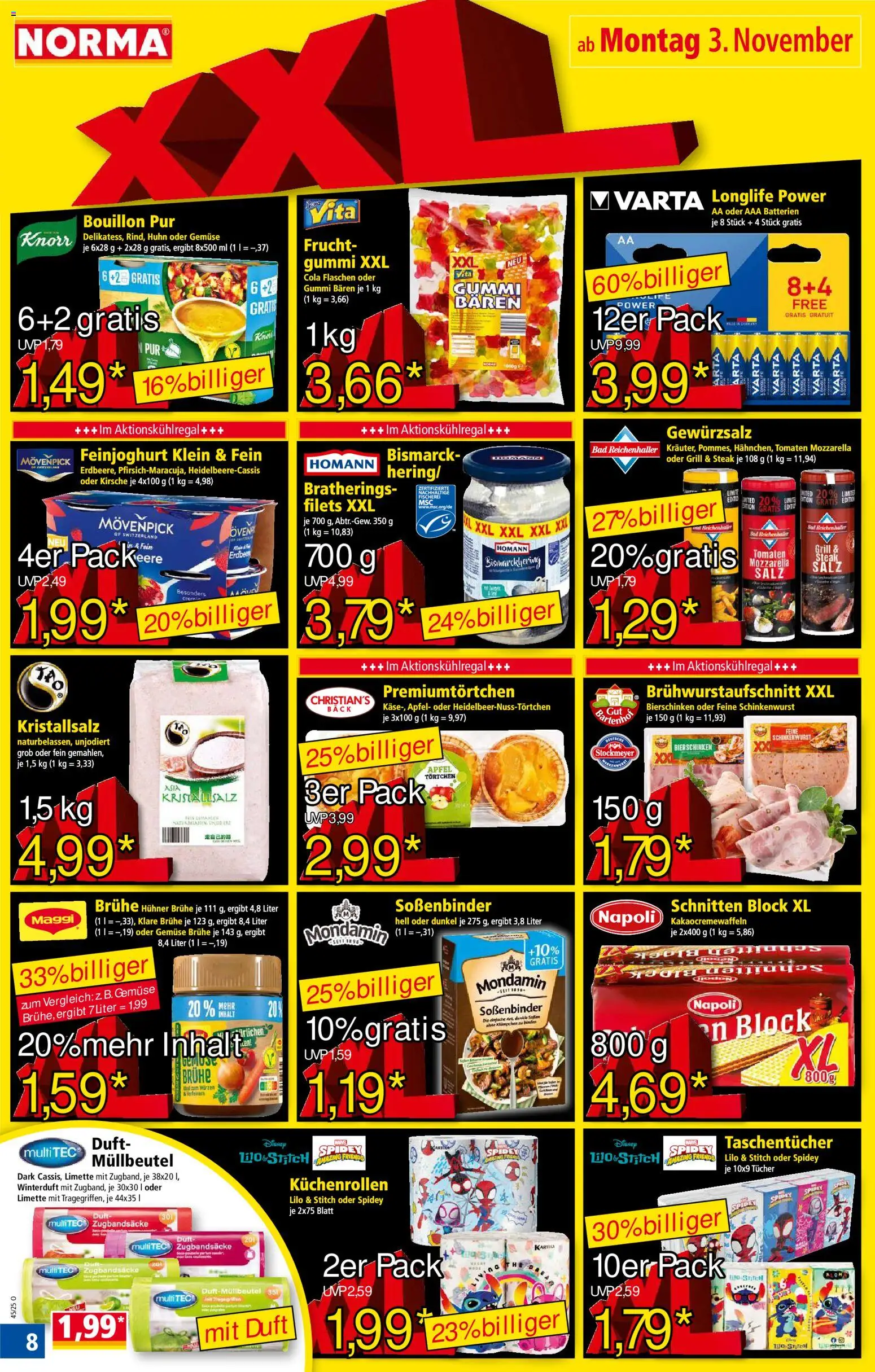 Norma Prospekt 	 – gültig ab 03.11.2025 | Seite: 8 | Produkte: Grill, Cola, Salz, Limette