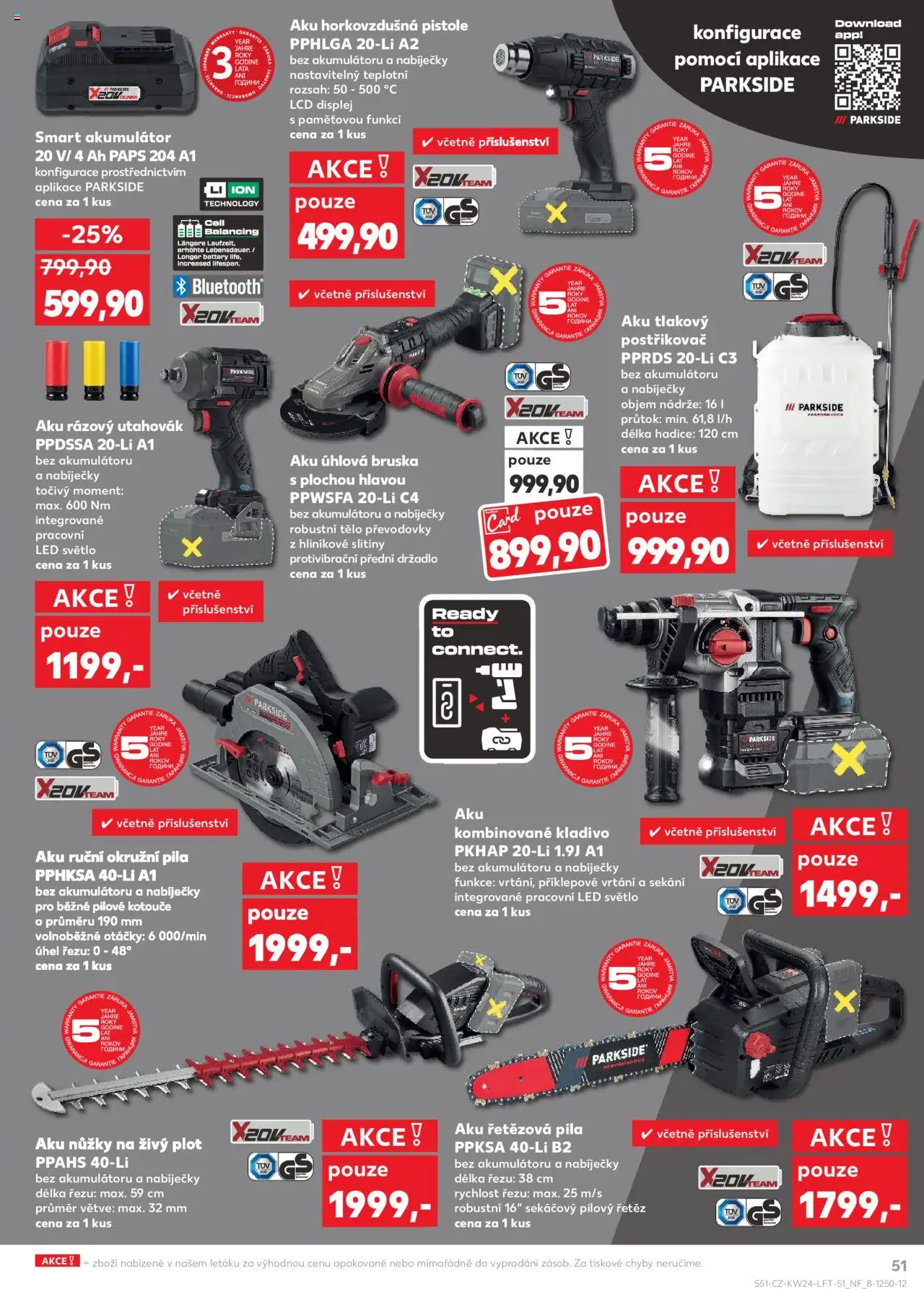 Kaufland leták od 11.06.2025 | Strana: 51 | Produkty: Rázový utahovák, Hadice, Kladivo, Aku nůžky na živý plot