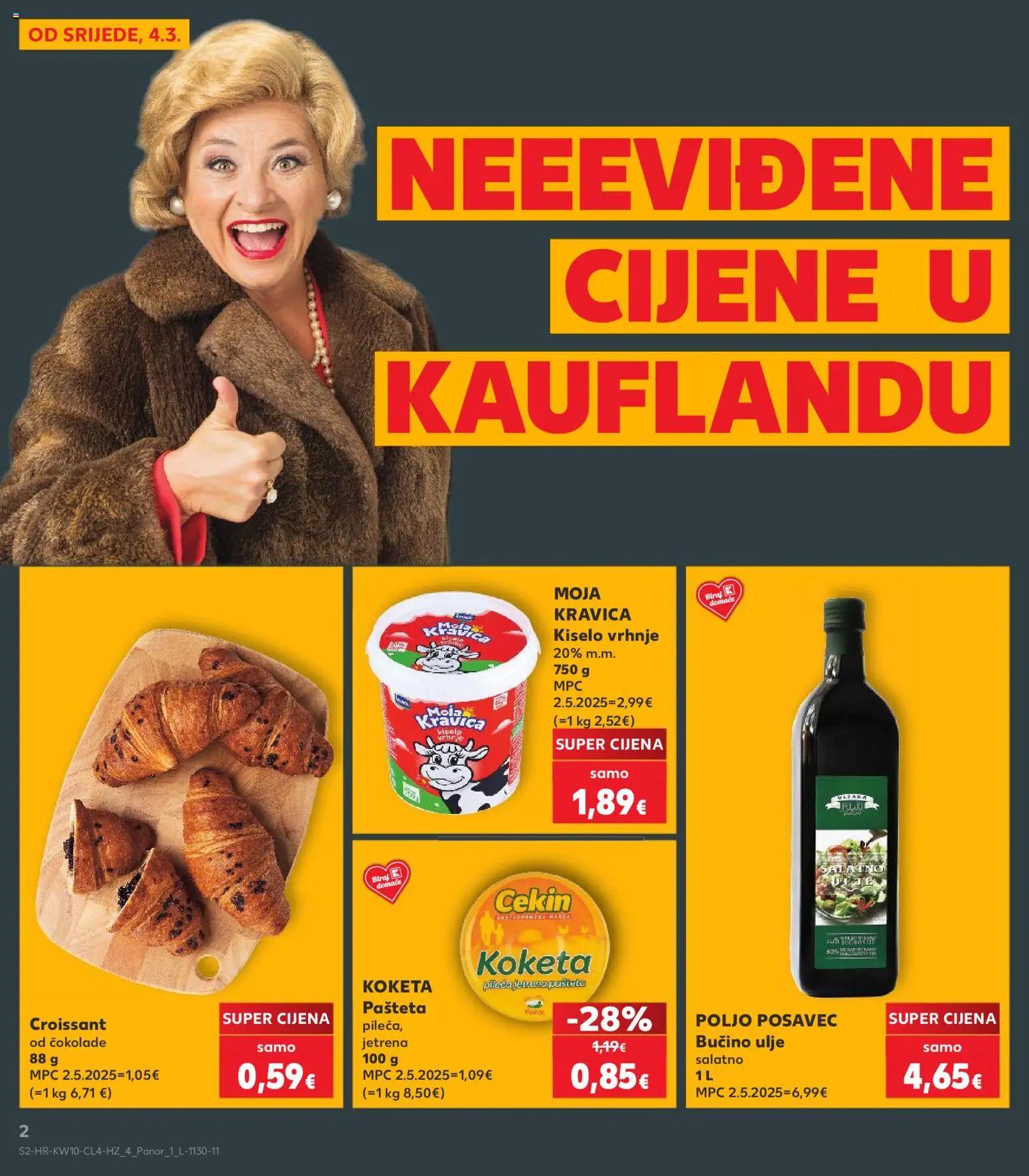 Kaufland HR akciós ujság - amely érvényes a következő dátumtól: 04.03.2026 | Oldal: 2 | Termékek: Croissant