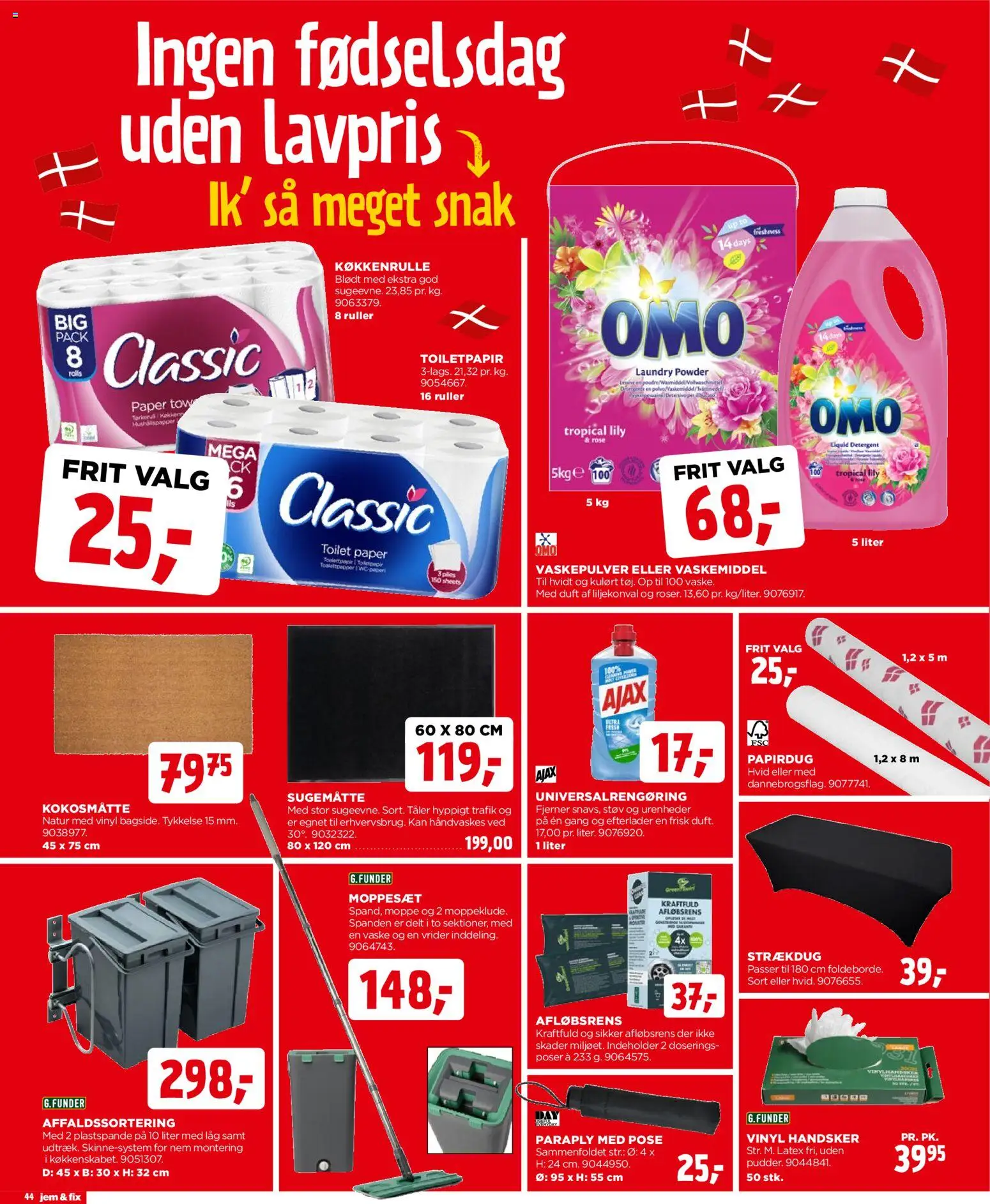 Jem & fix tilbudsavis – gyldig fra 08.03.2026 | Side: 44 | Produkter: Vaskepulver, Toilet, Handsker, Paraply