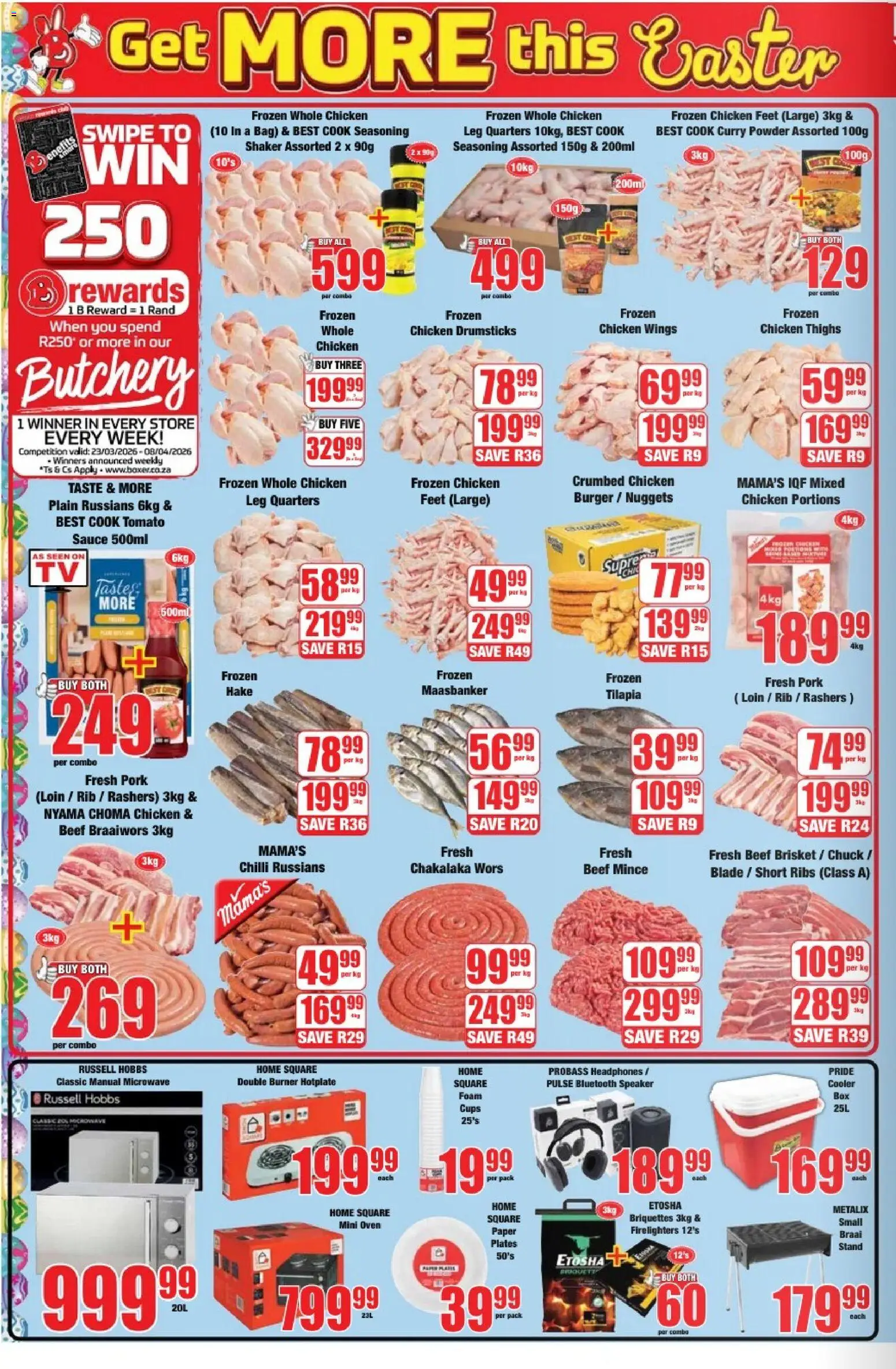 New Boxer catalogue – valid from 23.03.2026 | Page: 2 | Products: Pork, Beef, Curry powder, Foam