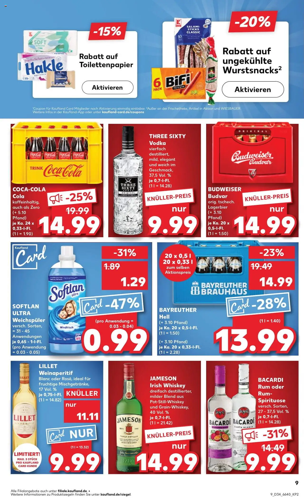 Kaufland Prospekt 	 - gültig ab dem 21.08.2025 | Seite: 9 | Produkte: Bayreuther hell, Cola, Weichspüler, Salami