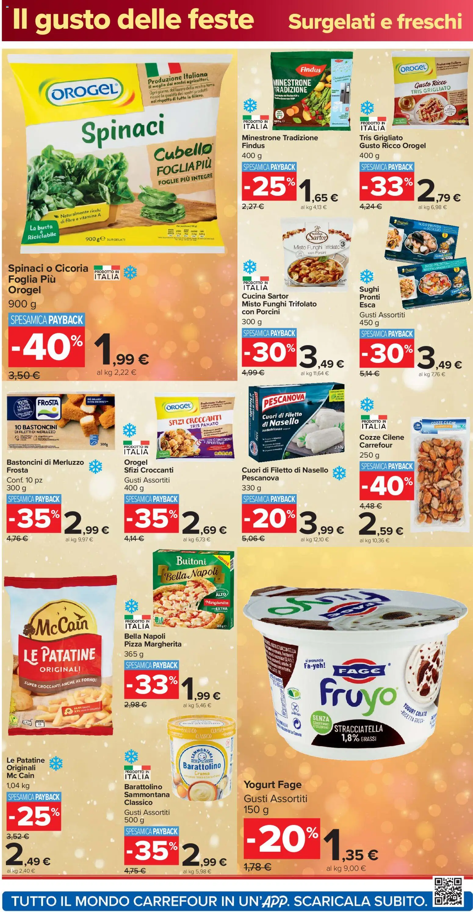 Volantino Carrefour del 16.12.2025 | Pagina: 22 | Prodotti: Minestrone, Cozze, Spinaci, Sugo