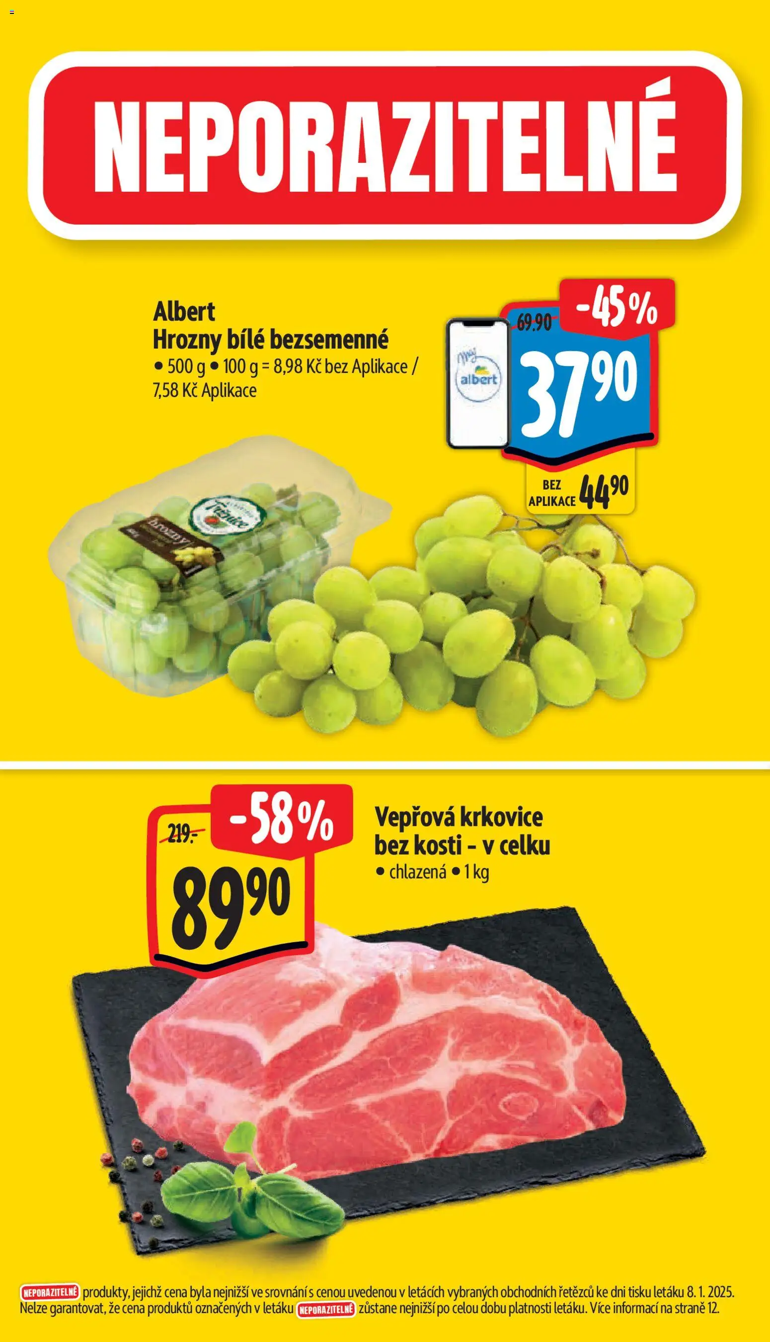 Albert leták - Supermarket od 14.01.2026 | Strana: 2 | Produkty: Vepřová krkovice bez kosti, Krkovice bez kosti, Krkovice, Hrozny