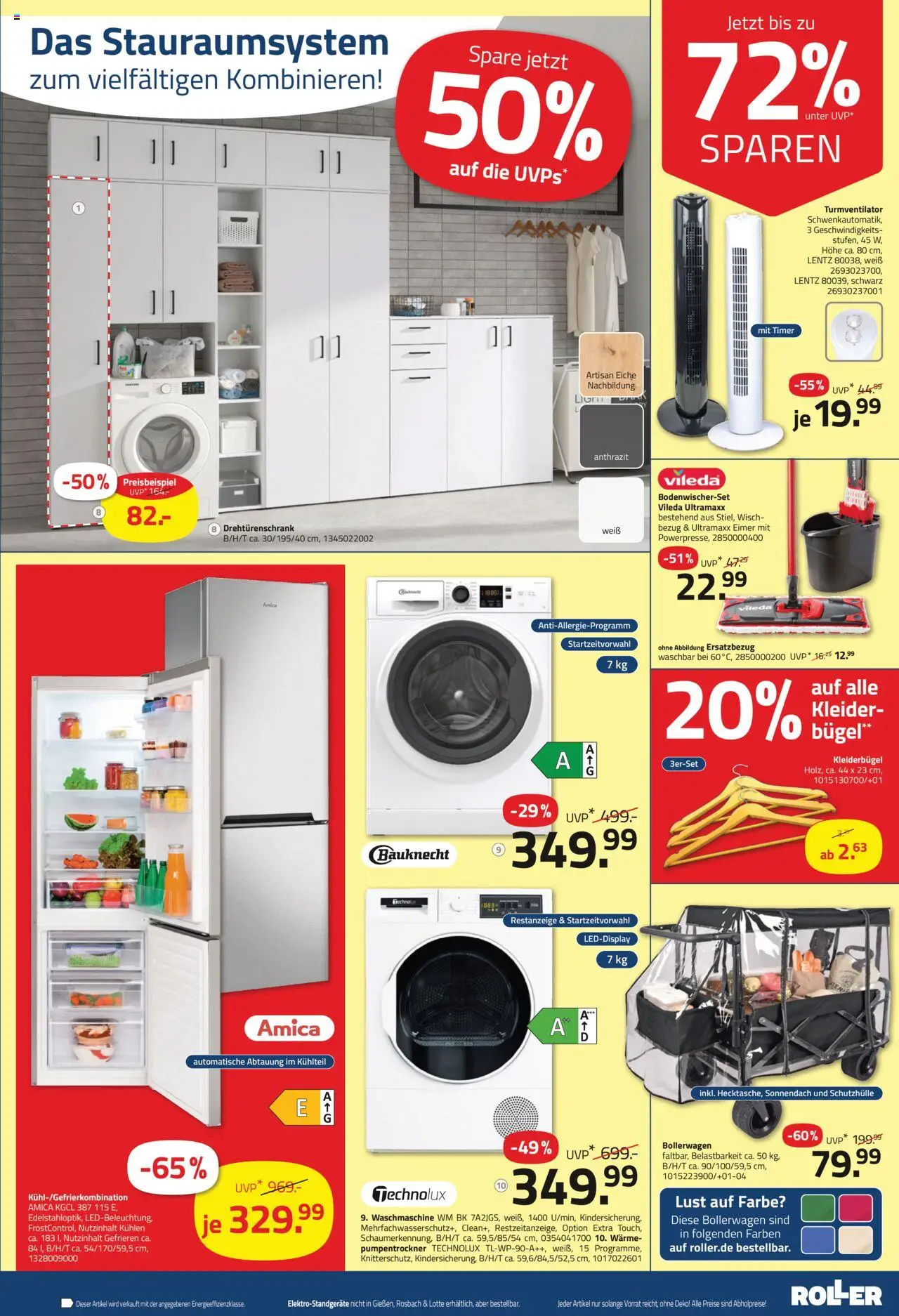 Roller Prospekt 	 - gültig ab dem 28.07.2025 | Seite: 13 | Produkte: Drehtürenschrank, Waschmaschine, Kleiderbügel, Turmventilator