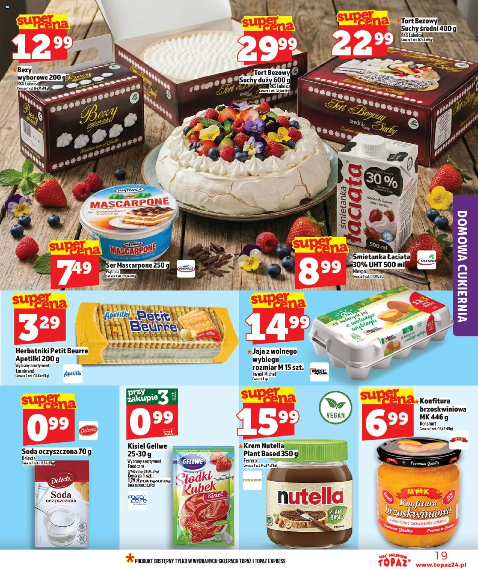 Topaz gazetka od 05.03.2026 | Strona: 19 | Produkty: Nutella, Soda oczyszczona, Krem, Jaja