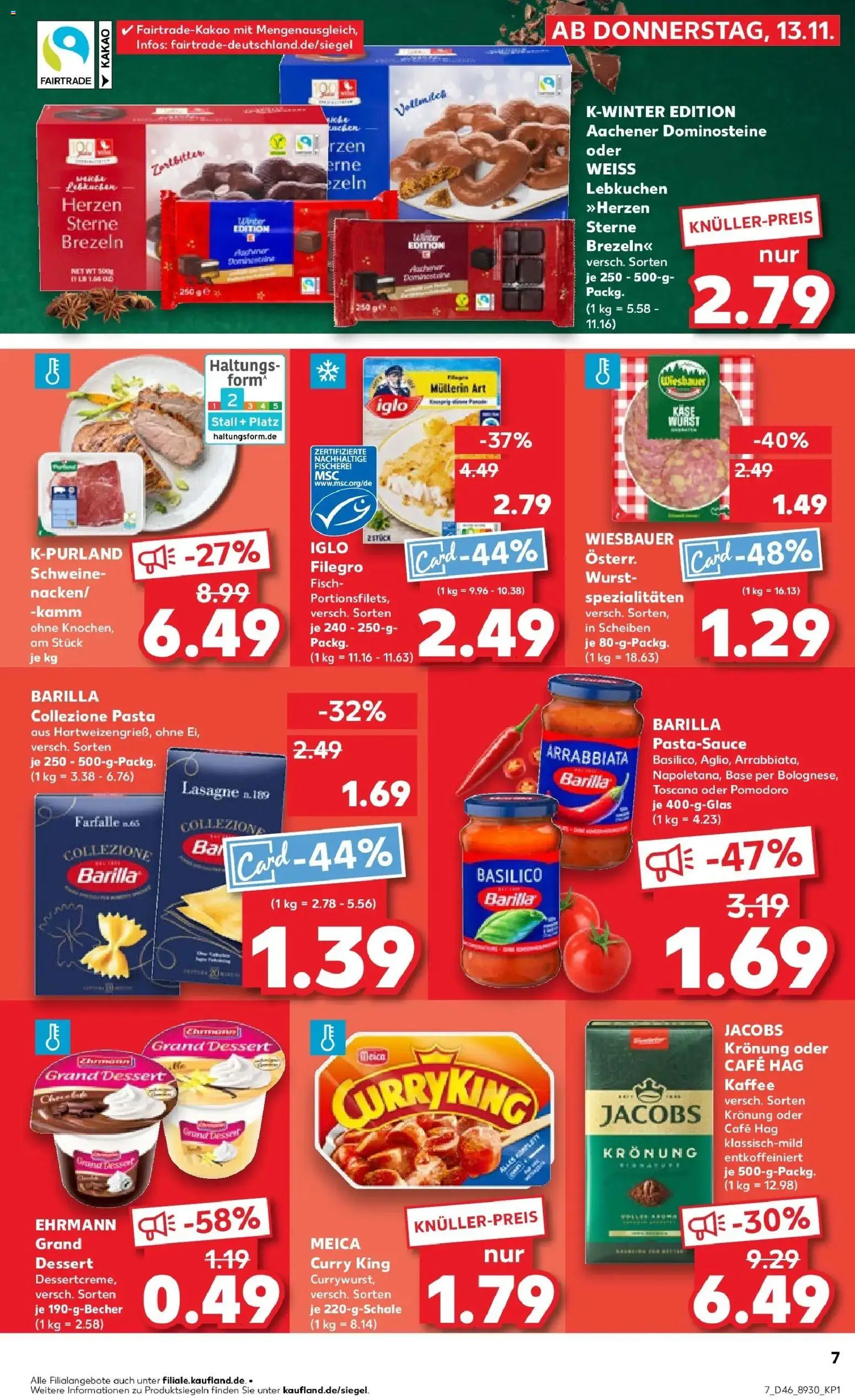 Kaufland prospekt Ulm	 – gültig ab 13.11.2025 | Seite: 7 | Produkte: Barilla, Iglo, Meica, Fisch