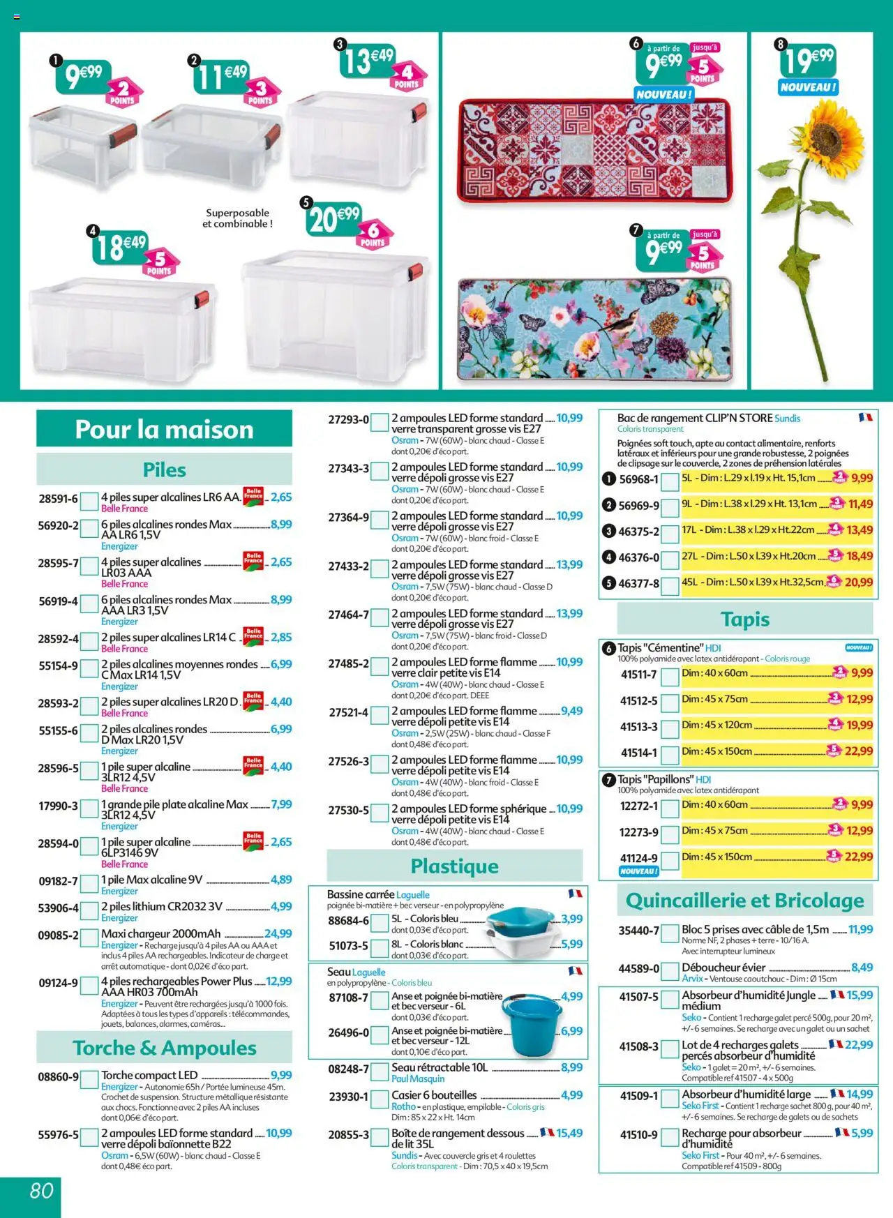  | Page: 80 | Produits: Bassine, Interrupteur, Prises, Boîte de rangement