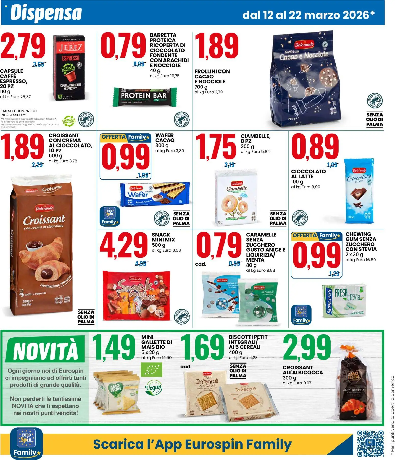Volantino Eurospin del 12.03.2026 | Pagina: 4 | Prodotti: Biscotti, Nocciole, Mais, Frollini