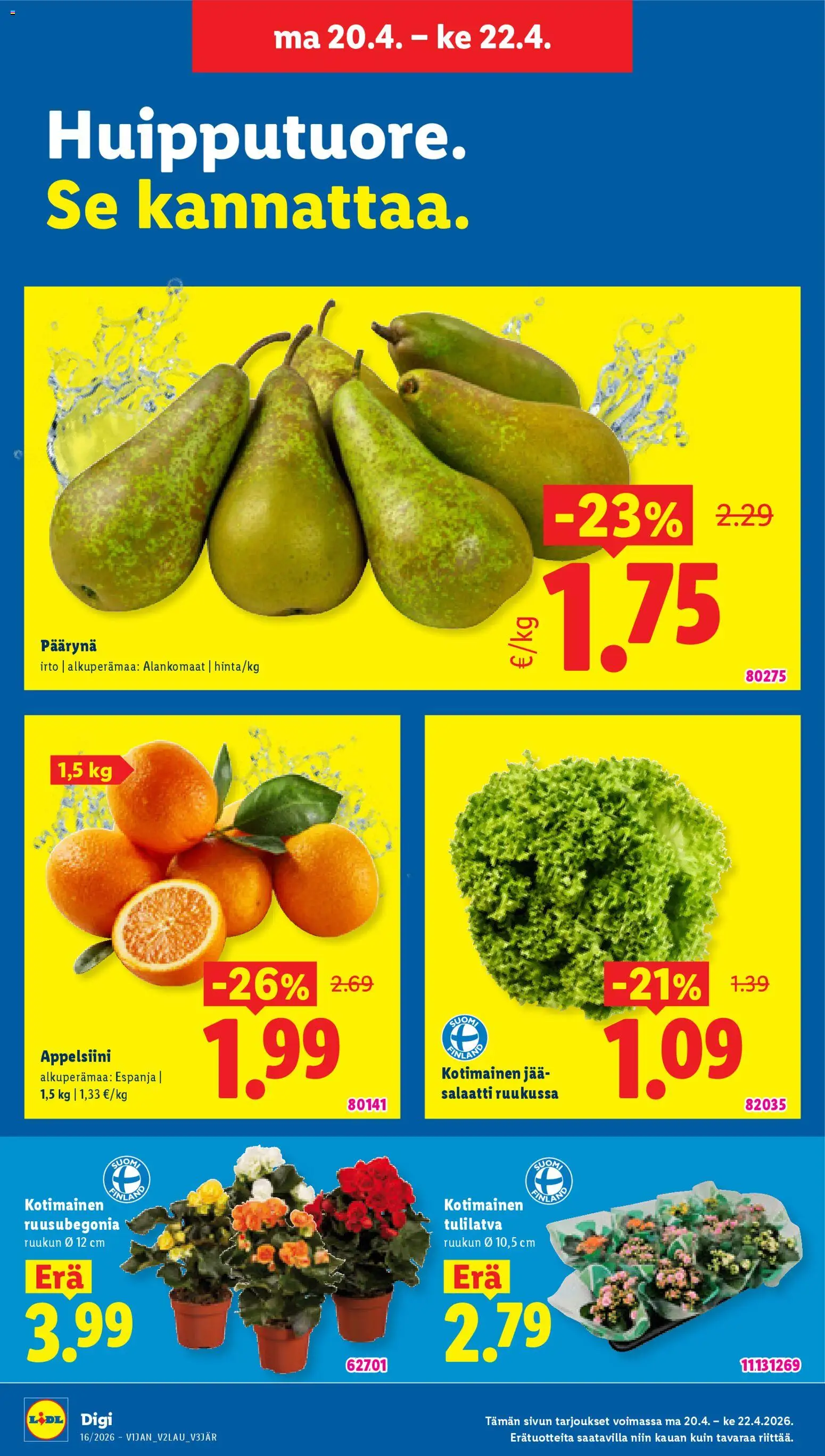 Lidl tarjoukset - Tampere – voimassa 16.04.2026 alkaen | Sivu: 21 | Tuotteet: Salaatti